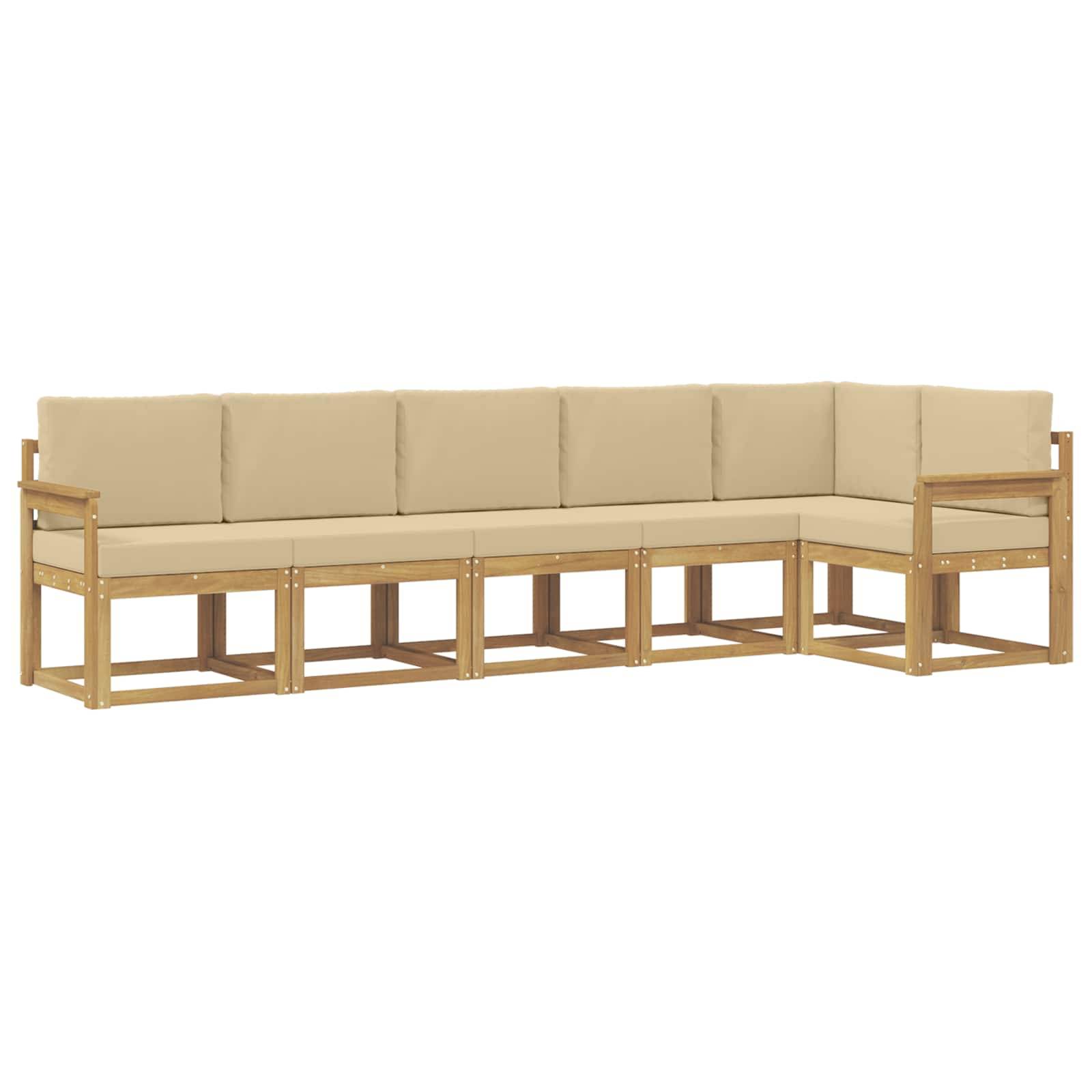 vidaXL Outdoor-Sofagarnitur mit Kissen 6 pcs Weiß und Beige Polyester