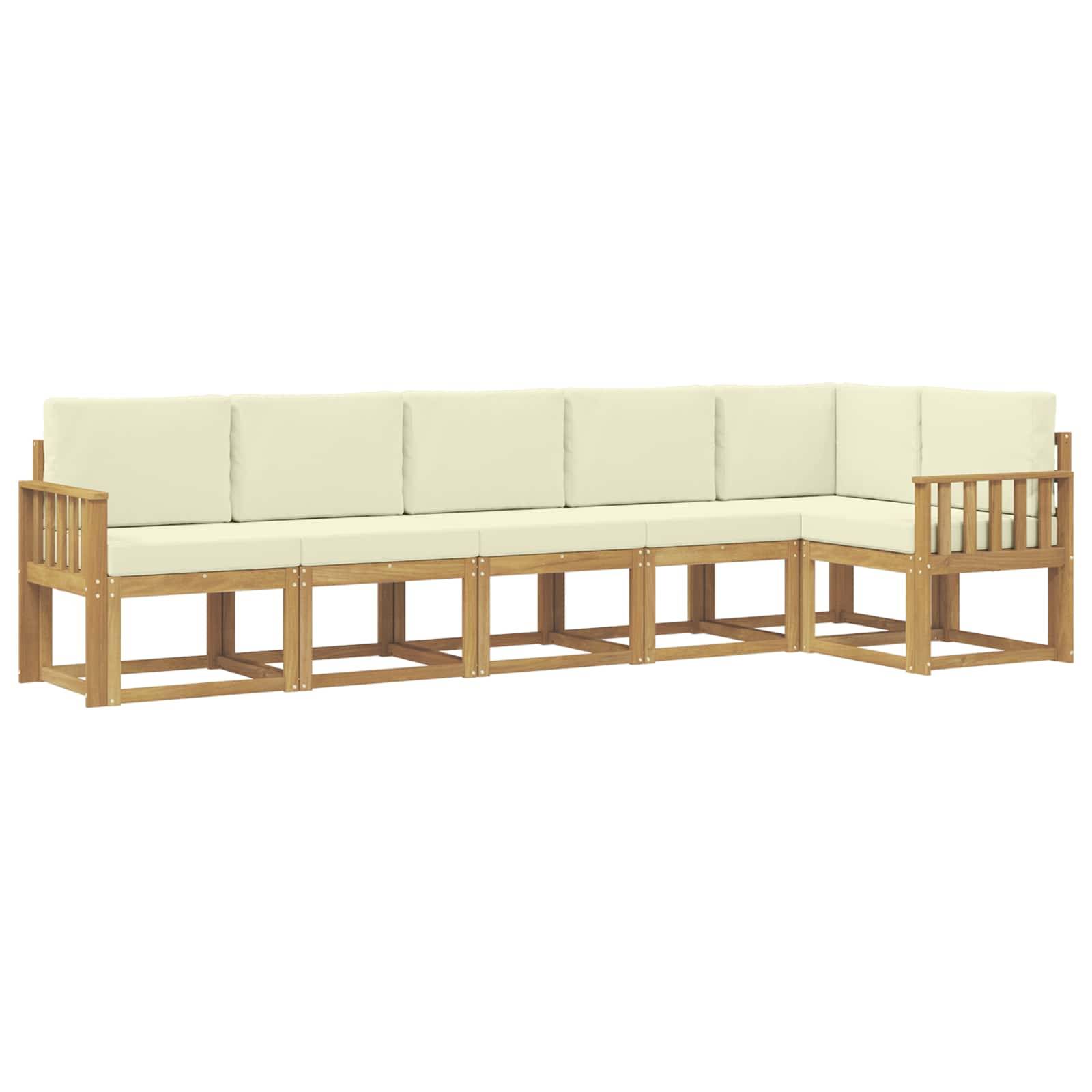 vidaXL Outdoor-Sofagarnitur mit Kissen 6 pcs Weiß und Creme Polyester