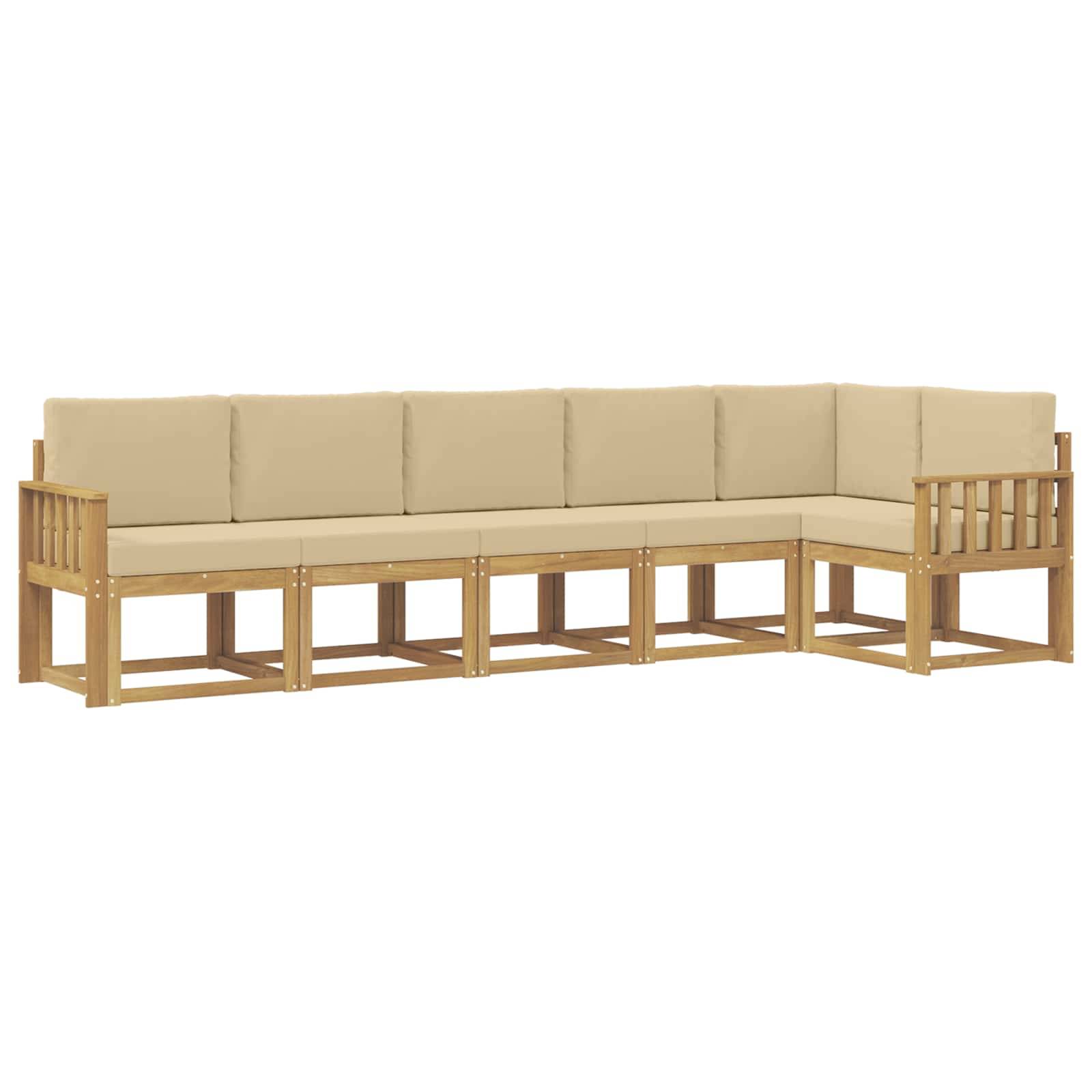 vidaXL Outdoor-Sofagarnitur mit Kissen 6 pcs Weiß und Beige Polyester