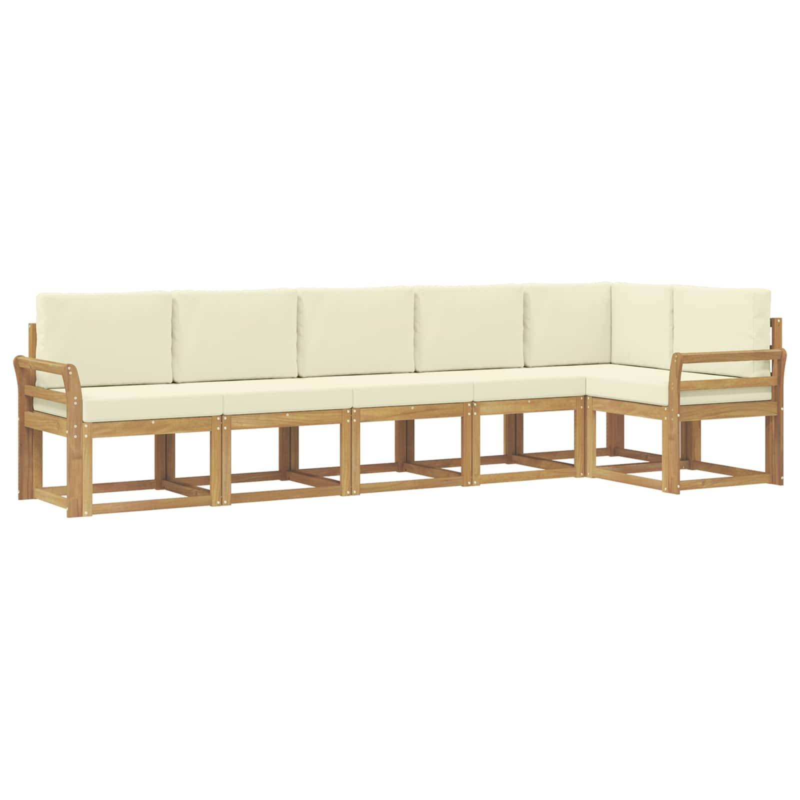 vidaXL Outdoor-Sofagarnitur mit Kissen 6 pcs Weiß und Creme Polyester