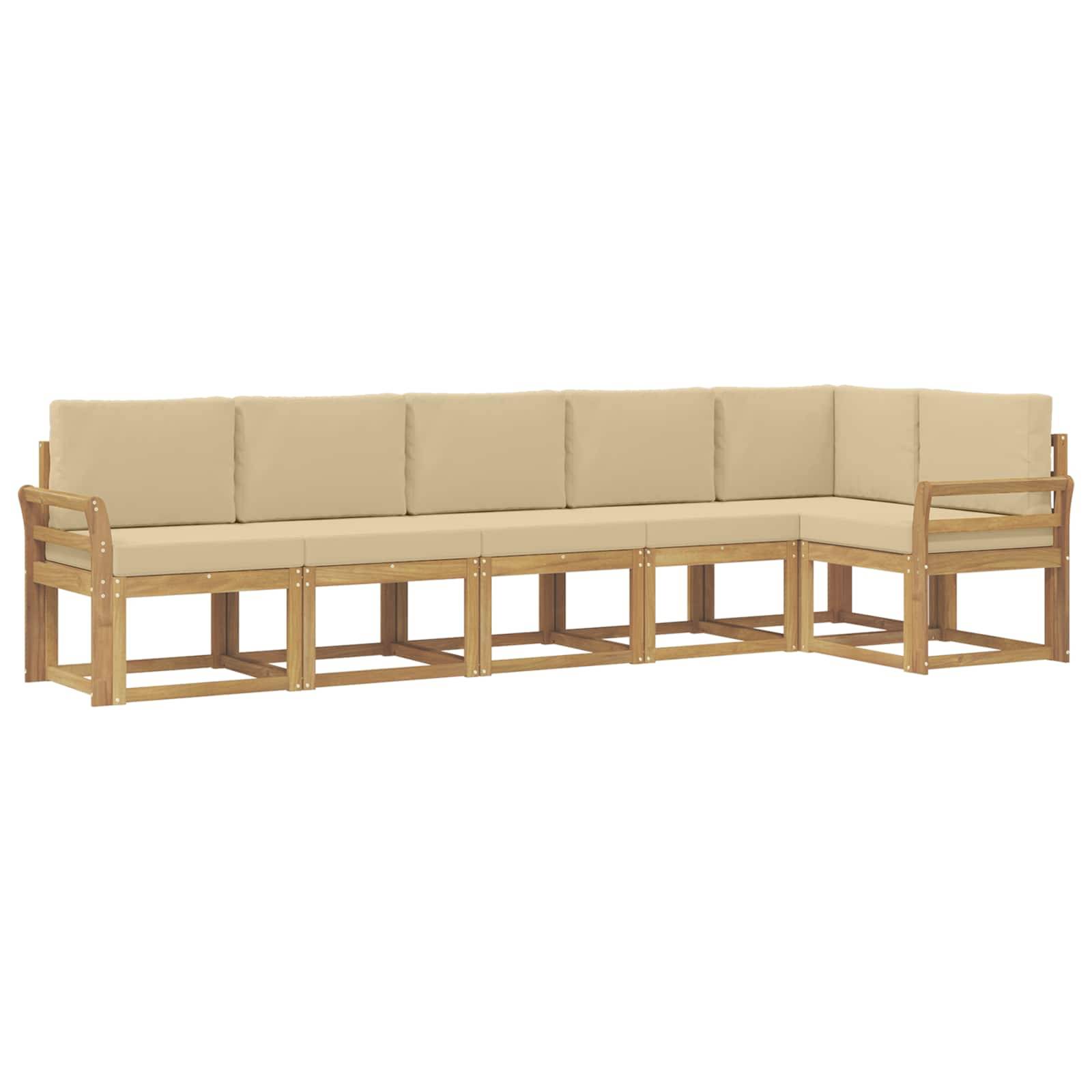 vidaXL Outdoor-Sofagarnitur mit Kissen 6 pcs Weiß und Beige Polyester