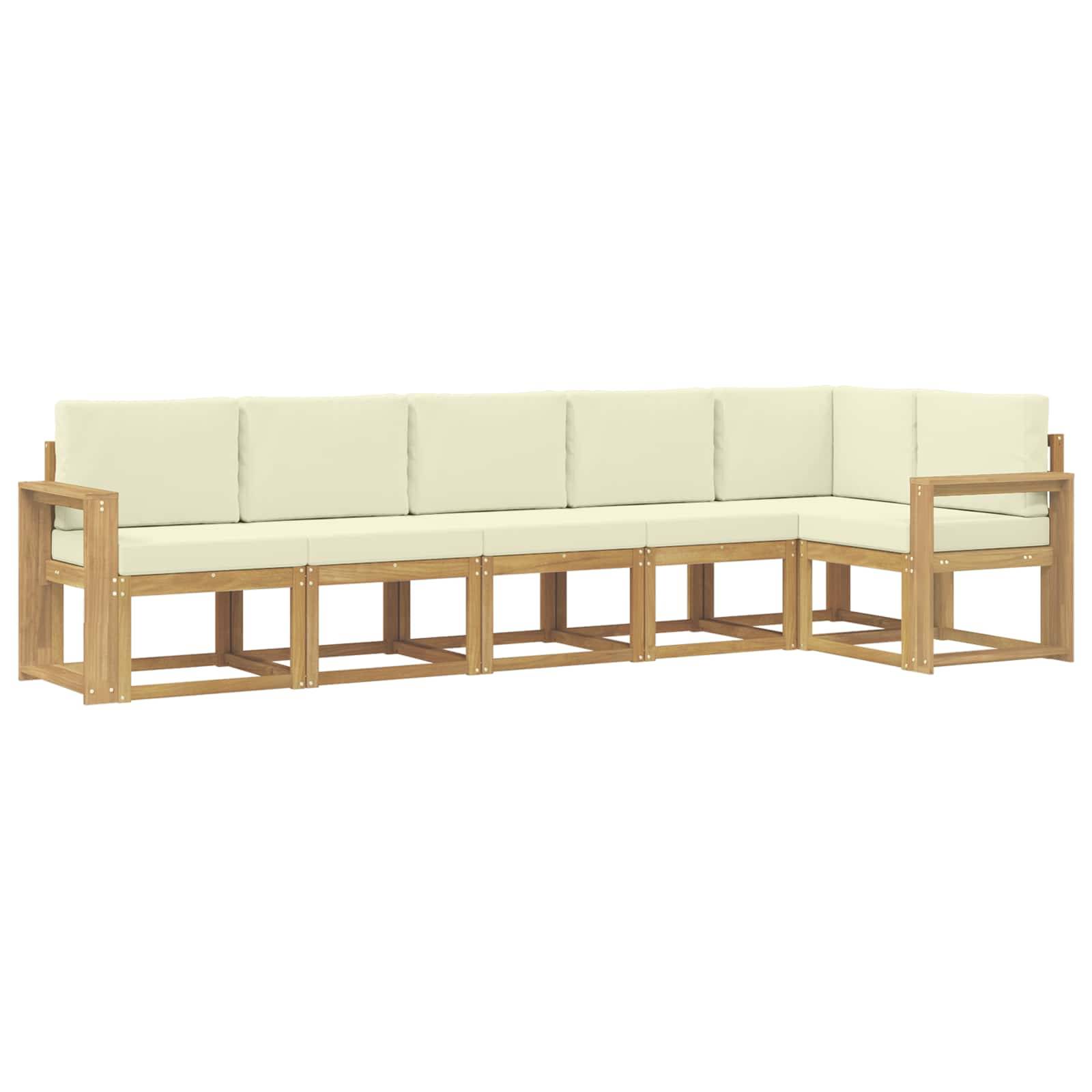 vidaXL Outdoor-Sofagarnitur mit Kissen 6 pcs Weiß und Creme Polyester