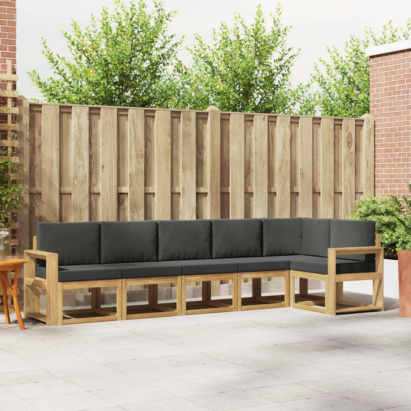 vidaXL Outdoor-Sofagarnitur 6 pcs Weiß und Anthrazit Polyester