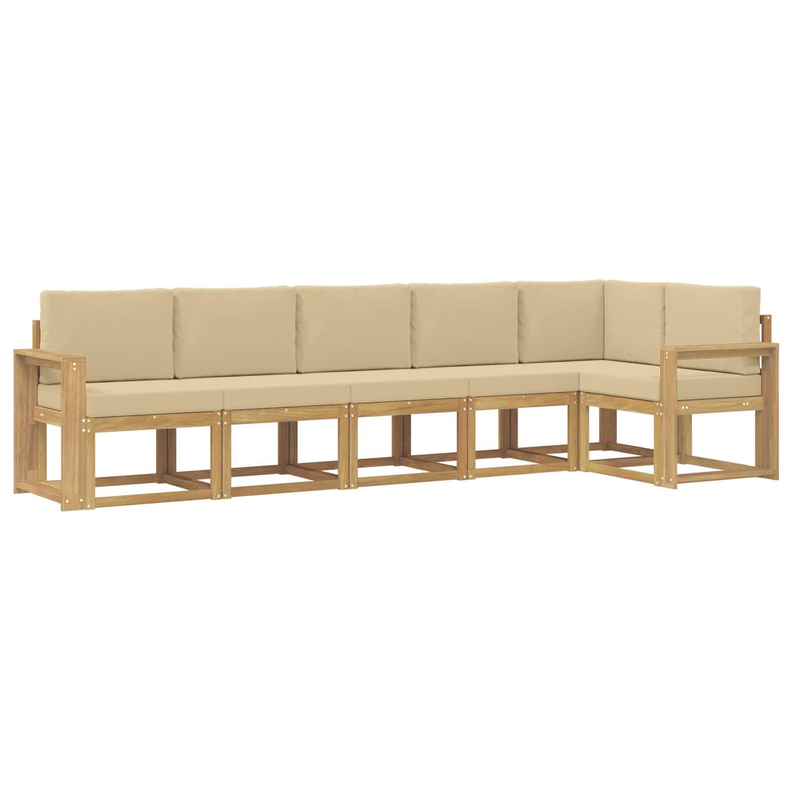 vidaXL Outdoor-Sofagarnitur mit Kissen 6 pcs Weiß und Beige Polyester