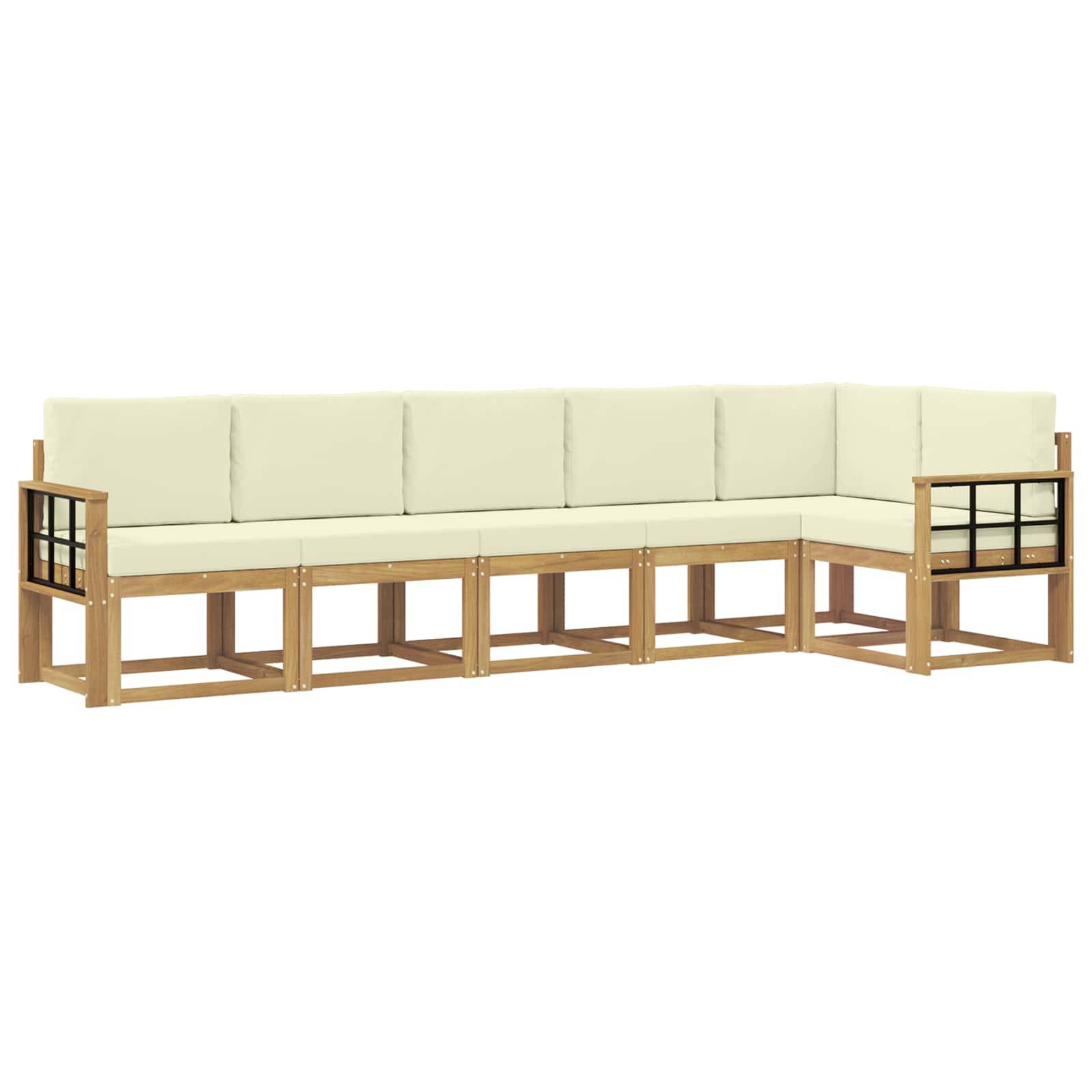 vidaXL Outdoor-Sofagarnitur mit Kissen 6 pcs Weiß und Creme Polyester