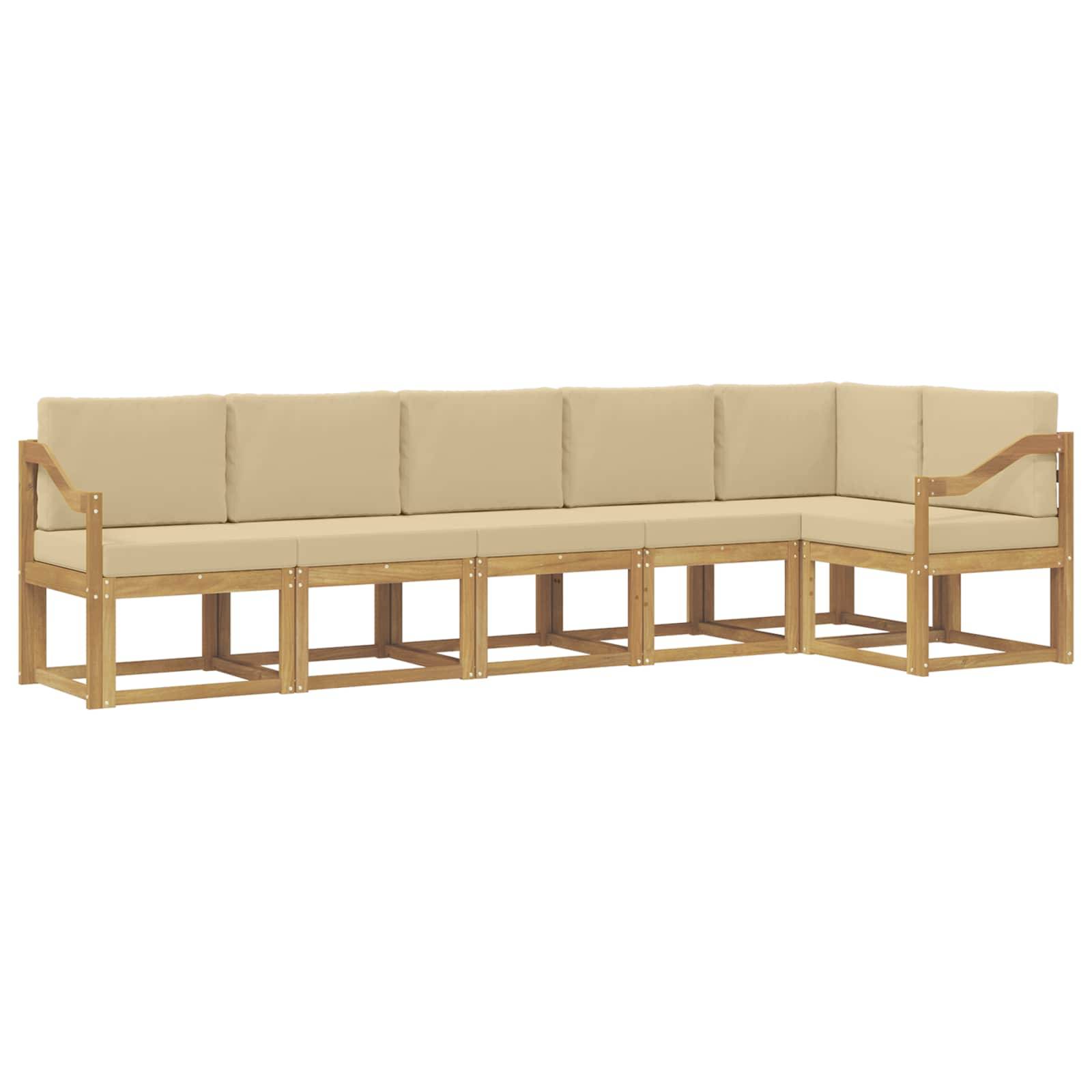 vidaXL Outdoor-Sofagarnitur mit Kissen 6 pcs Weiß und Beige Polyester