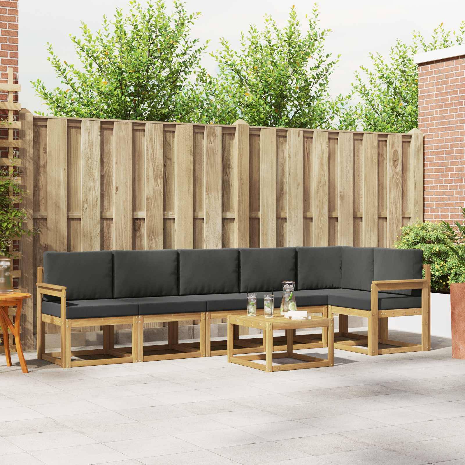 vidaXL Outdoor-Sofagarnitur 7 pcs Weiß und Anthrazit Polyester