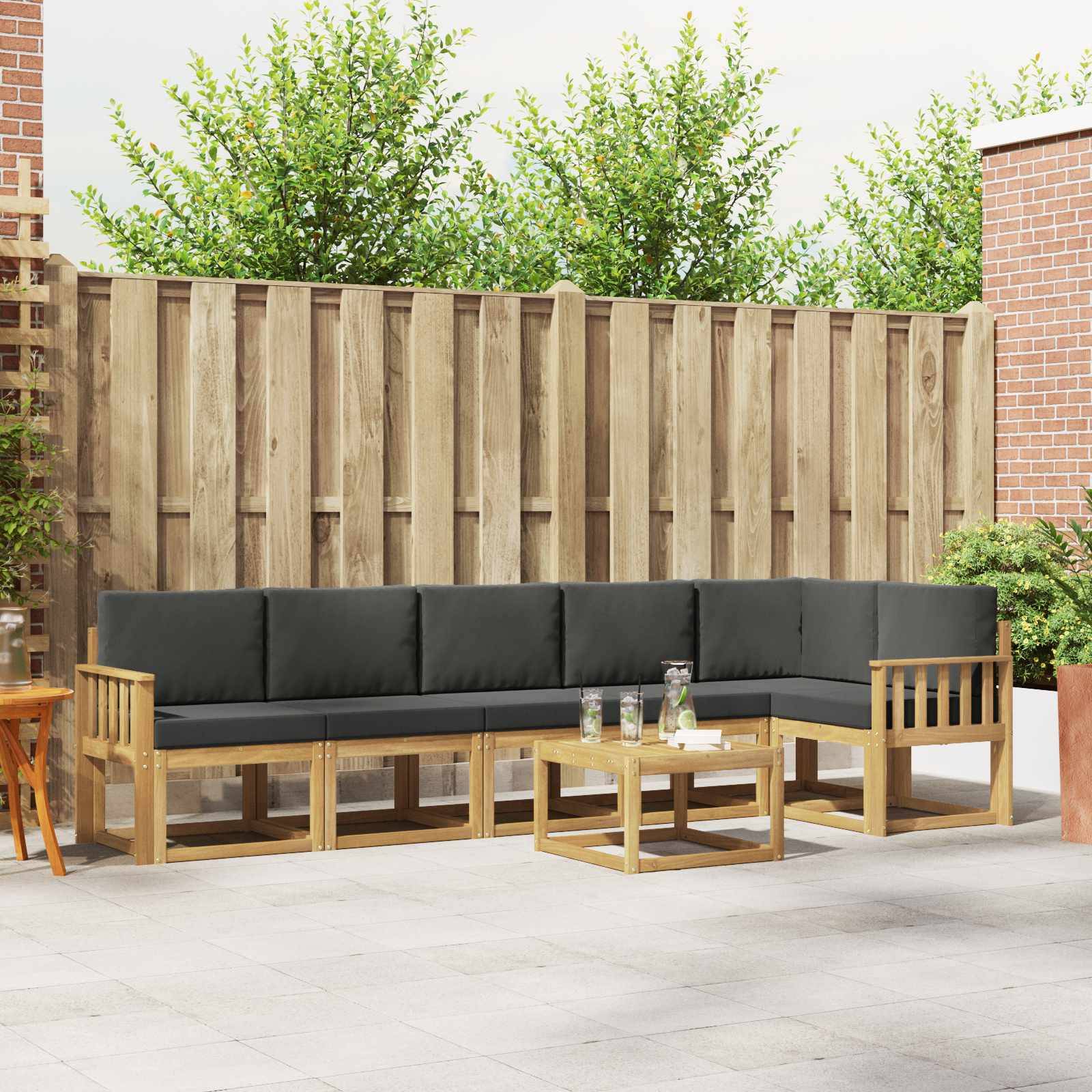 vidaXL Outdoor-Sofagarnitur 7 pcs Weiß und Anthrazit Polyester
