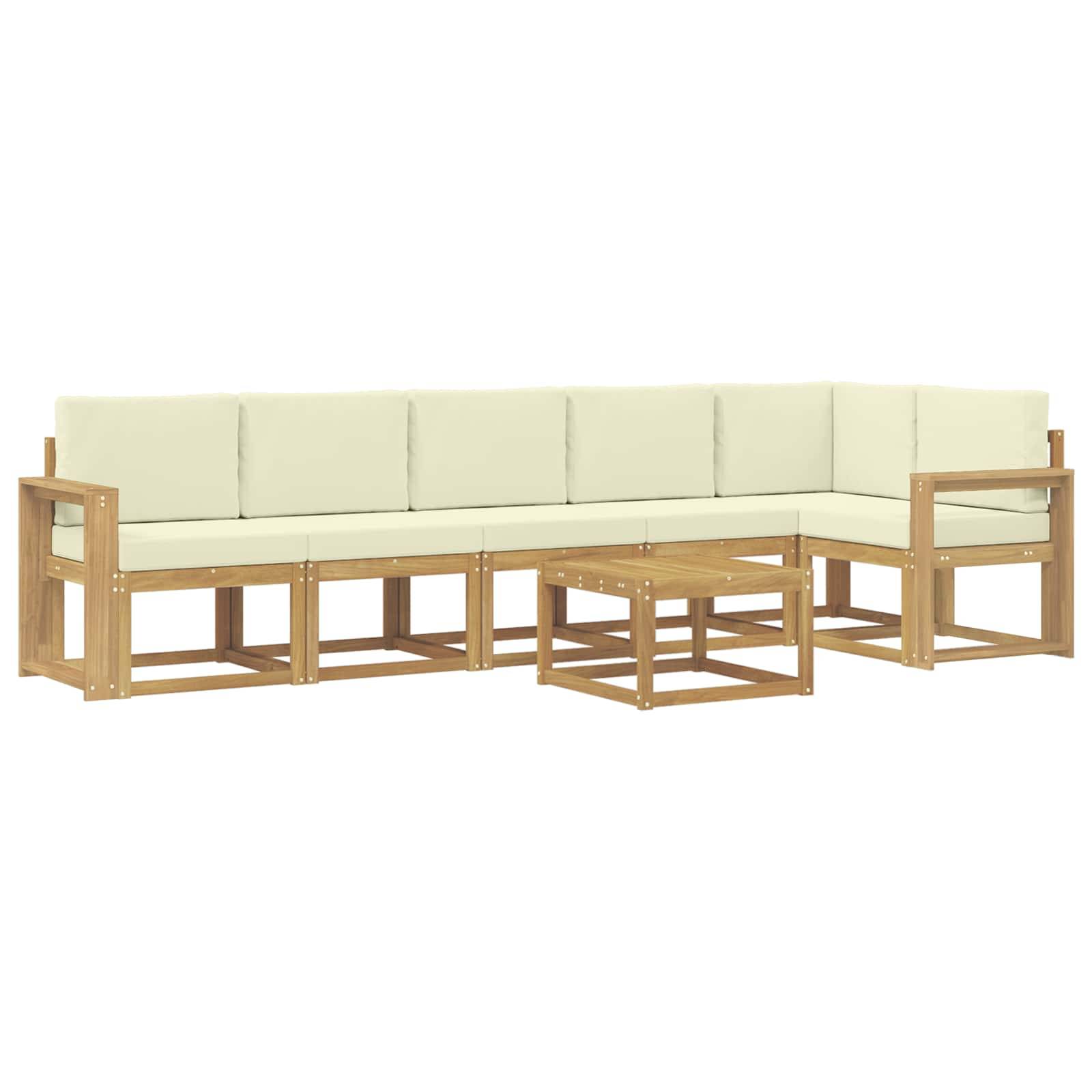 vidaXL Outdoor-Sofagarnitur mit Kissen 7 pcs Weiß und Creme Polyester