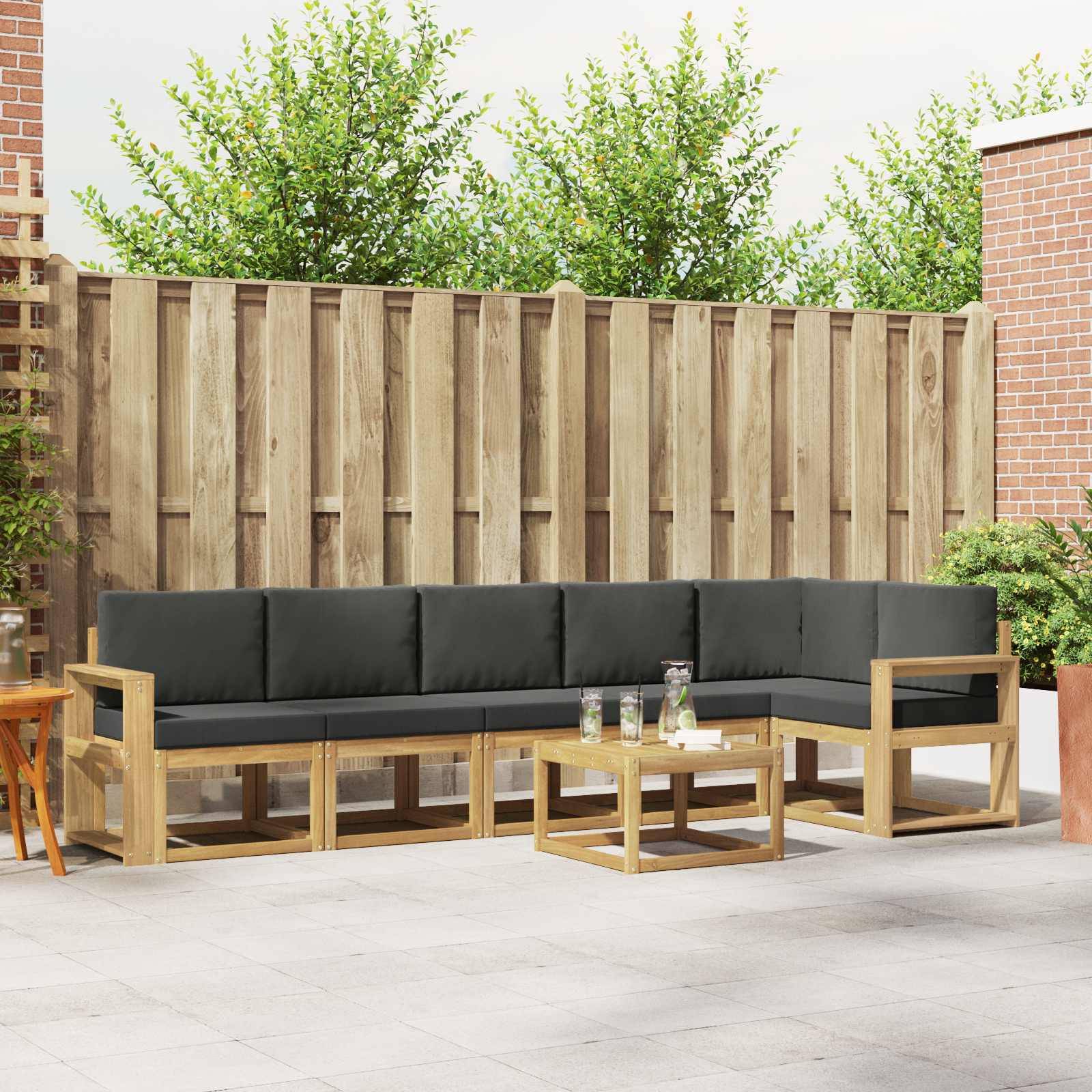 vidaXL Outdoor-Sofagarnitur 7 pcs Weiß und Anthrazit Polyester