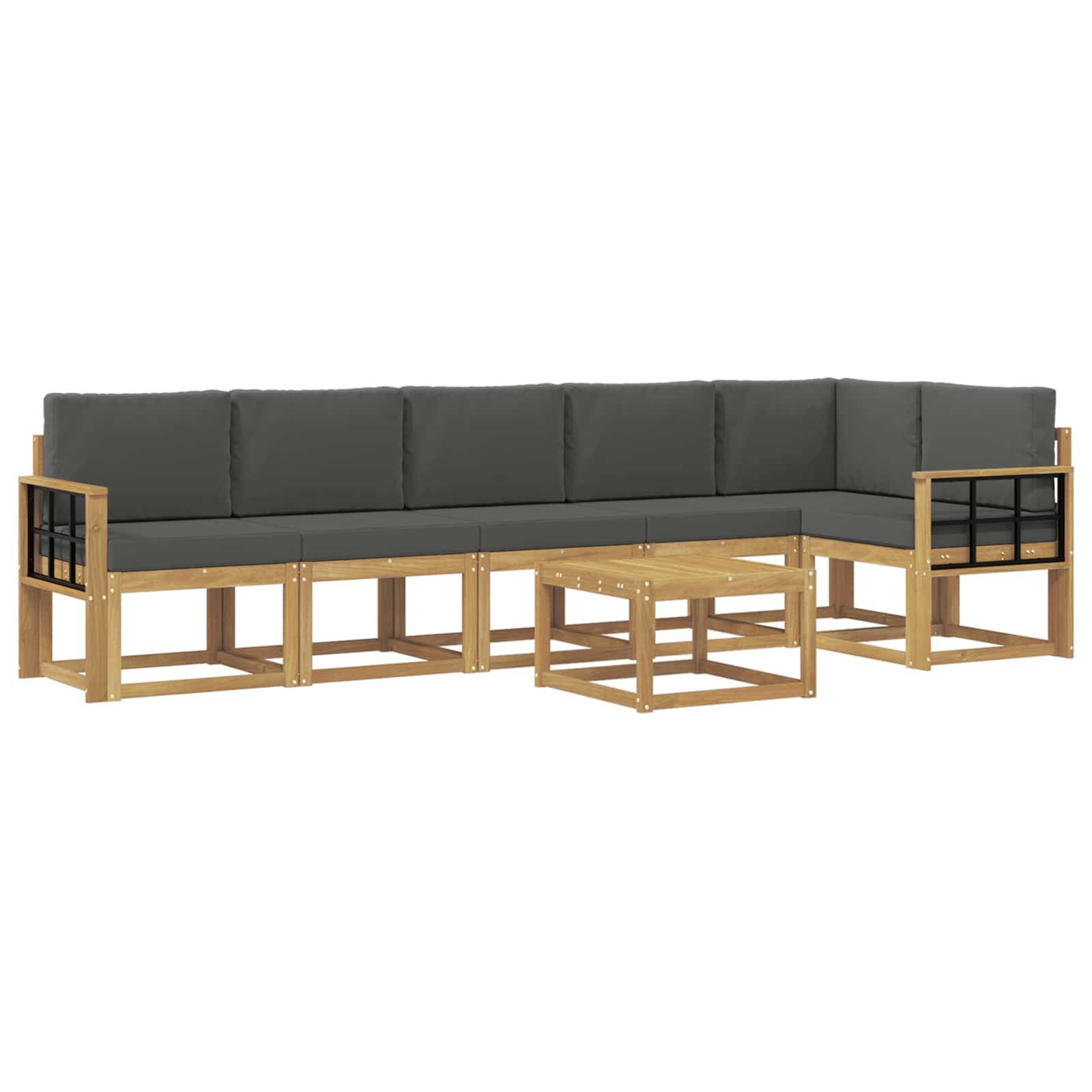 vidaXL Outdoor-Sofagarnitur 7 pcs Weiß und Anthrazit Polyester
