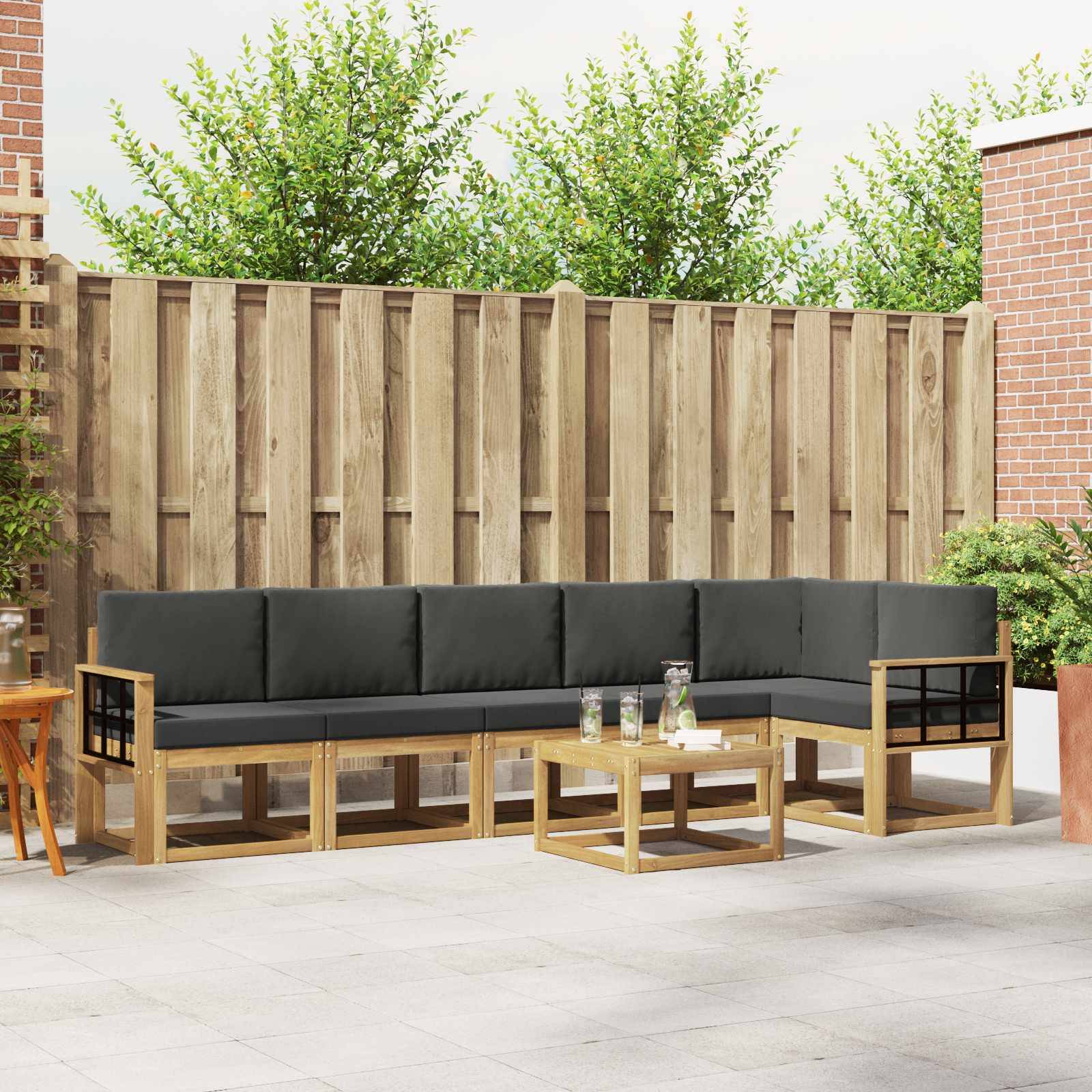 vidaXL Outdoor-Sofagarnitur 7 pcs Weiß und Anthrazit Polyester