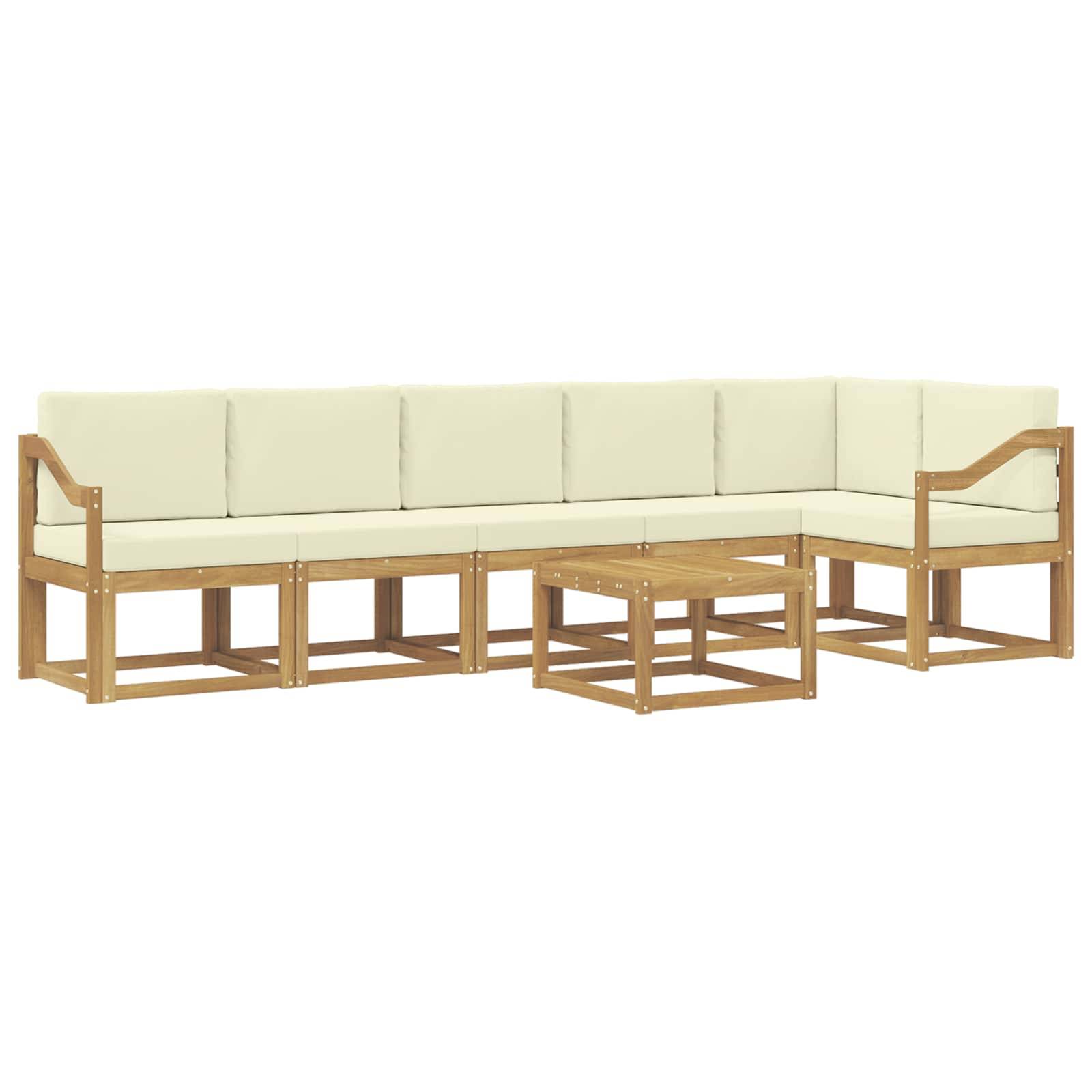 vidaXL Outdoor-Sofagarnitur mit Kissen 7 pcs Weiß und Creme Polyester