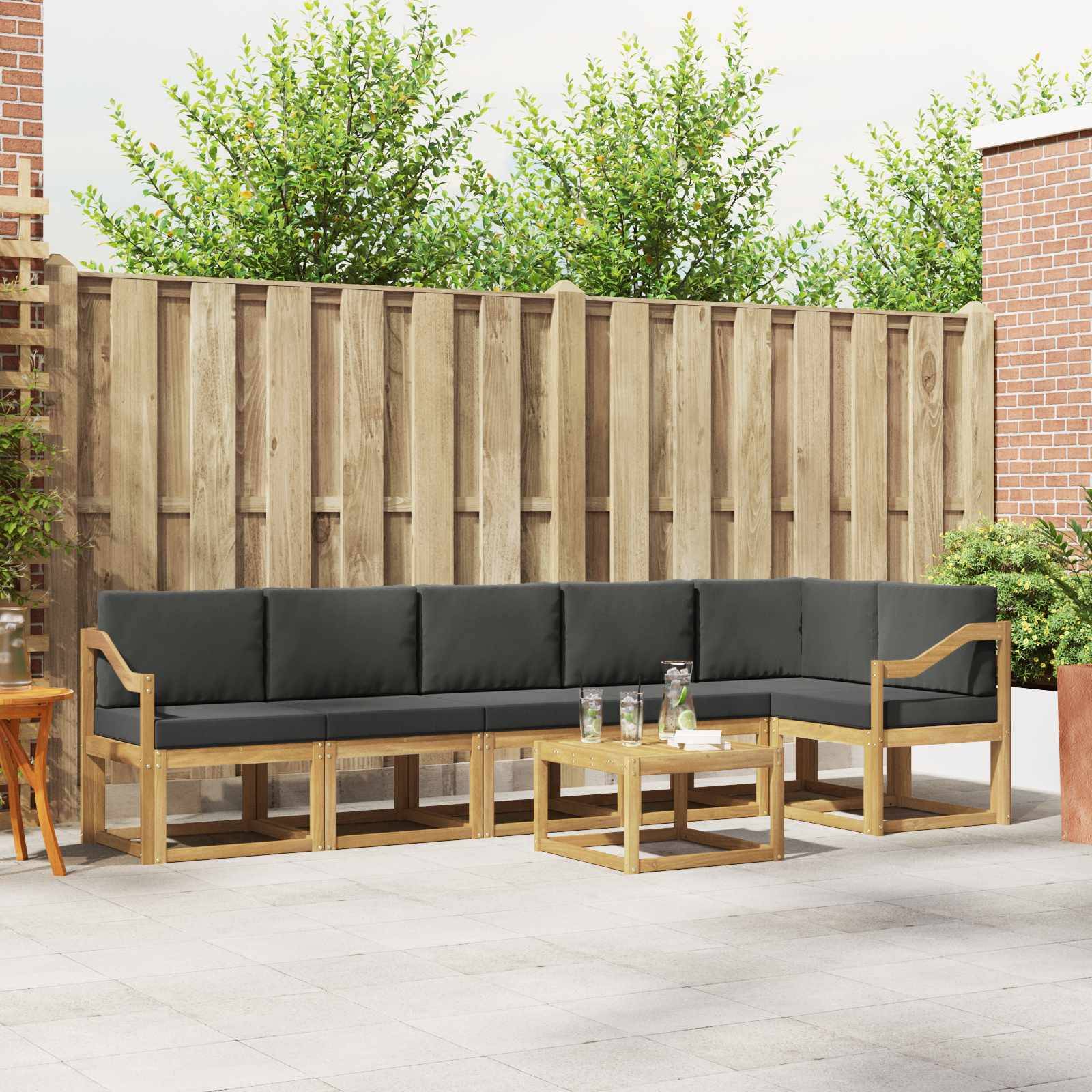 vidaXL Outdoor-Sofagarnitur 7 pcs Weiß und Anthrazit Polyester
