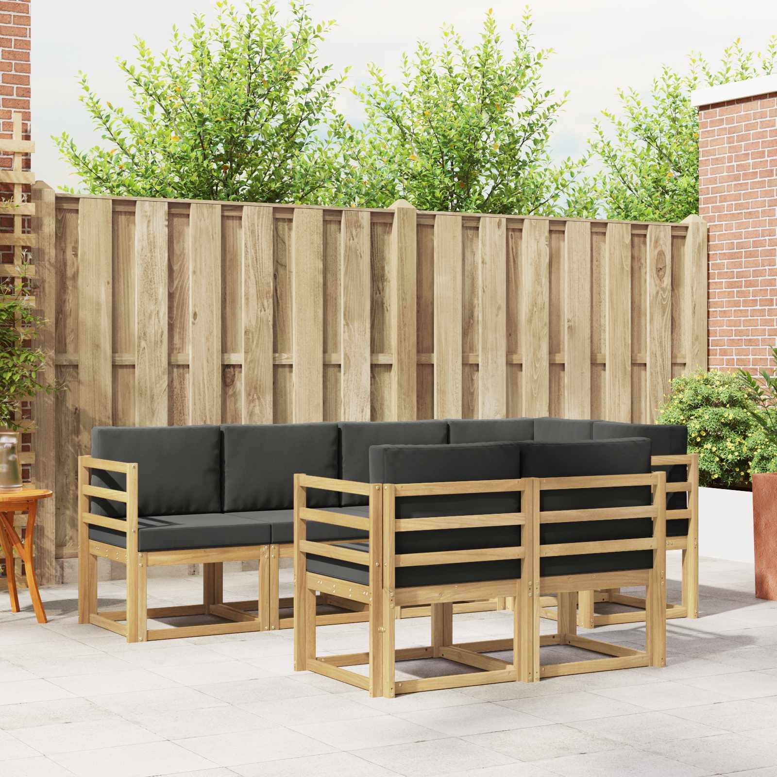 vidaXL Outdoor-Sofagarnitur 7 pcs Weiß und Anthrazit Polyester