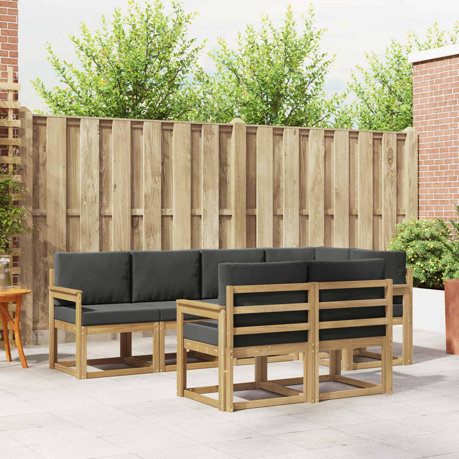 vidaXL Outdoor-Sofagarnitur 7 pcs Weiß und Anthrazit Polyester