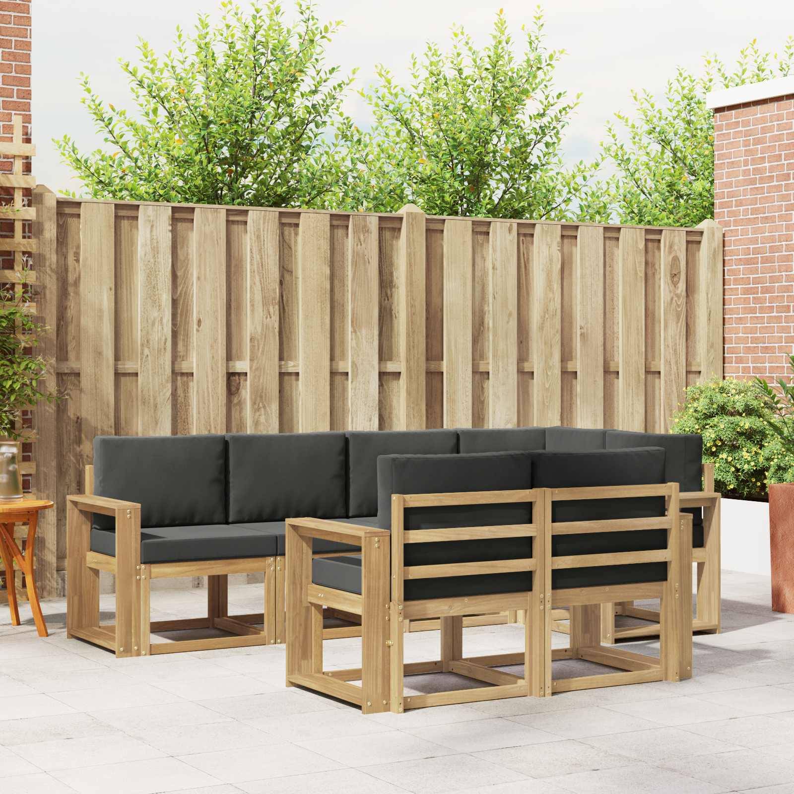 vidaXL Outdoor-Sofagarnitur 7 pcs Weiß und Anthrazit Polyester