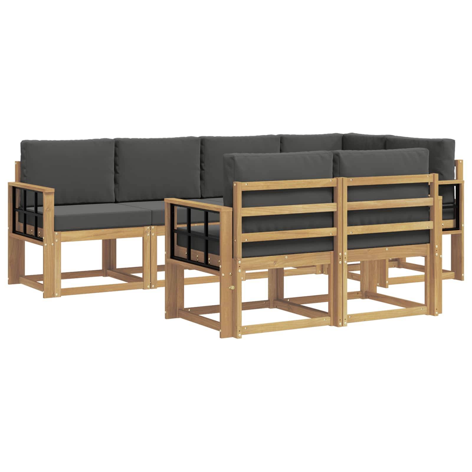 vidaXL Outdoor-Sofagarnitur 7 pcs Weiß und Anthrazit Polyester