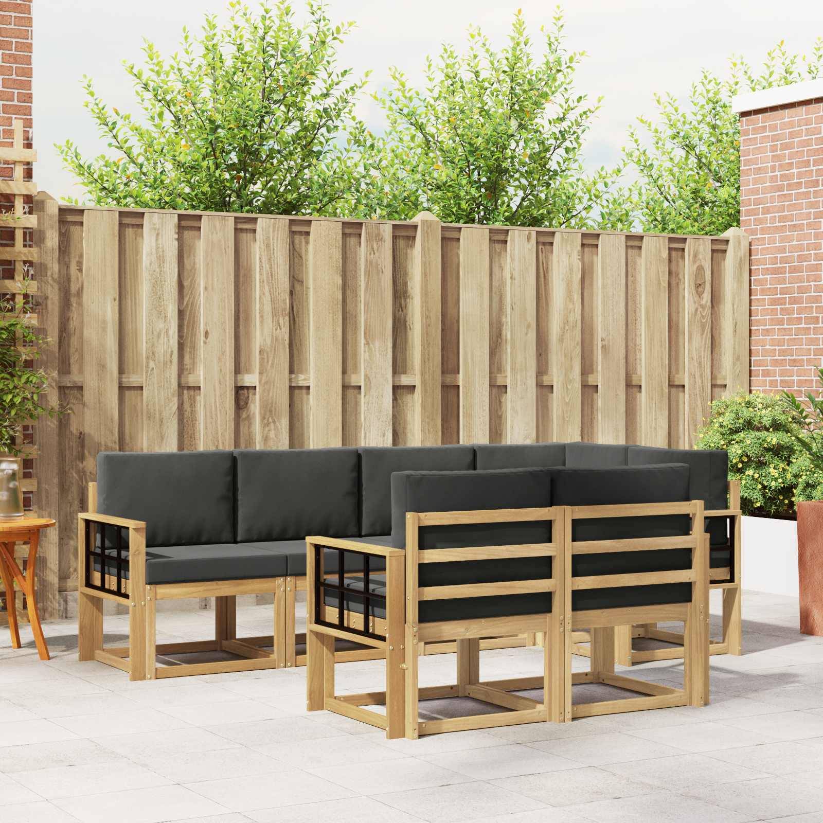 vidaXL Outdoor-Sofagarnitur 7 pcs Weiß und Anthrazit Polyester