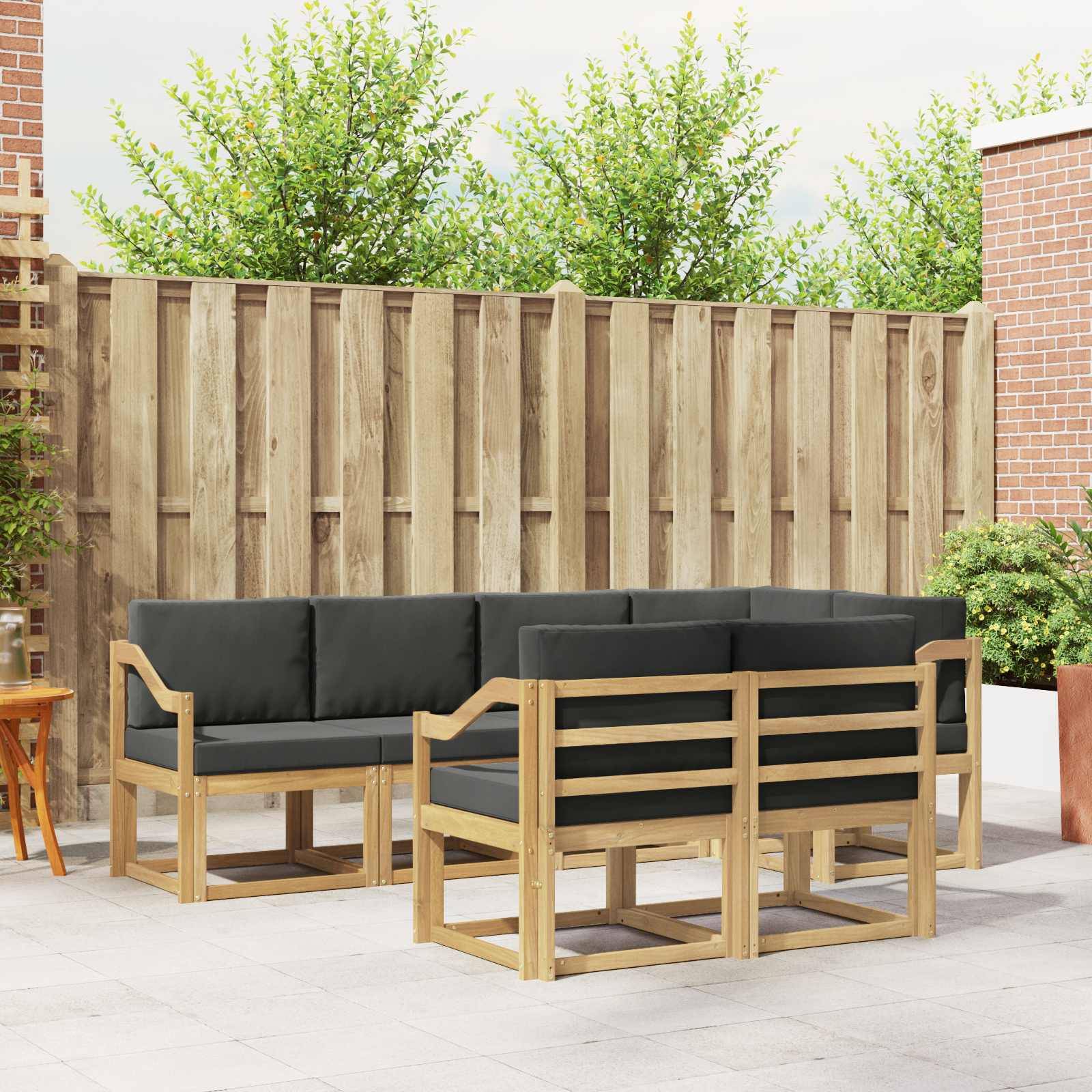 vidaXL Outdoor-Sofagarnitur 7 pcs Weiß und Anthrazit Polyester