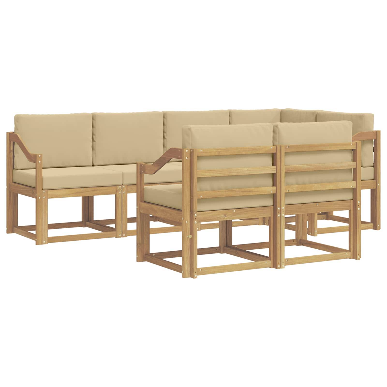 vidaXL Outdoor-Sofagarnitur mit Kissen 7 pcs Weiß und Beige Polyester