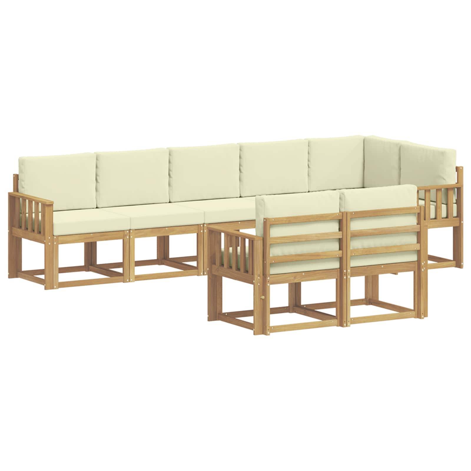 vidaXL Outdoor-Sofagarnitur mit Kissen 8 pcs Weiß und Creme Polyester
