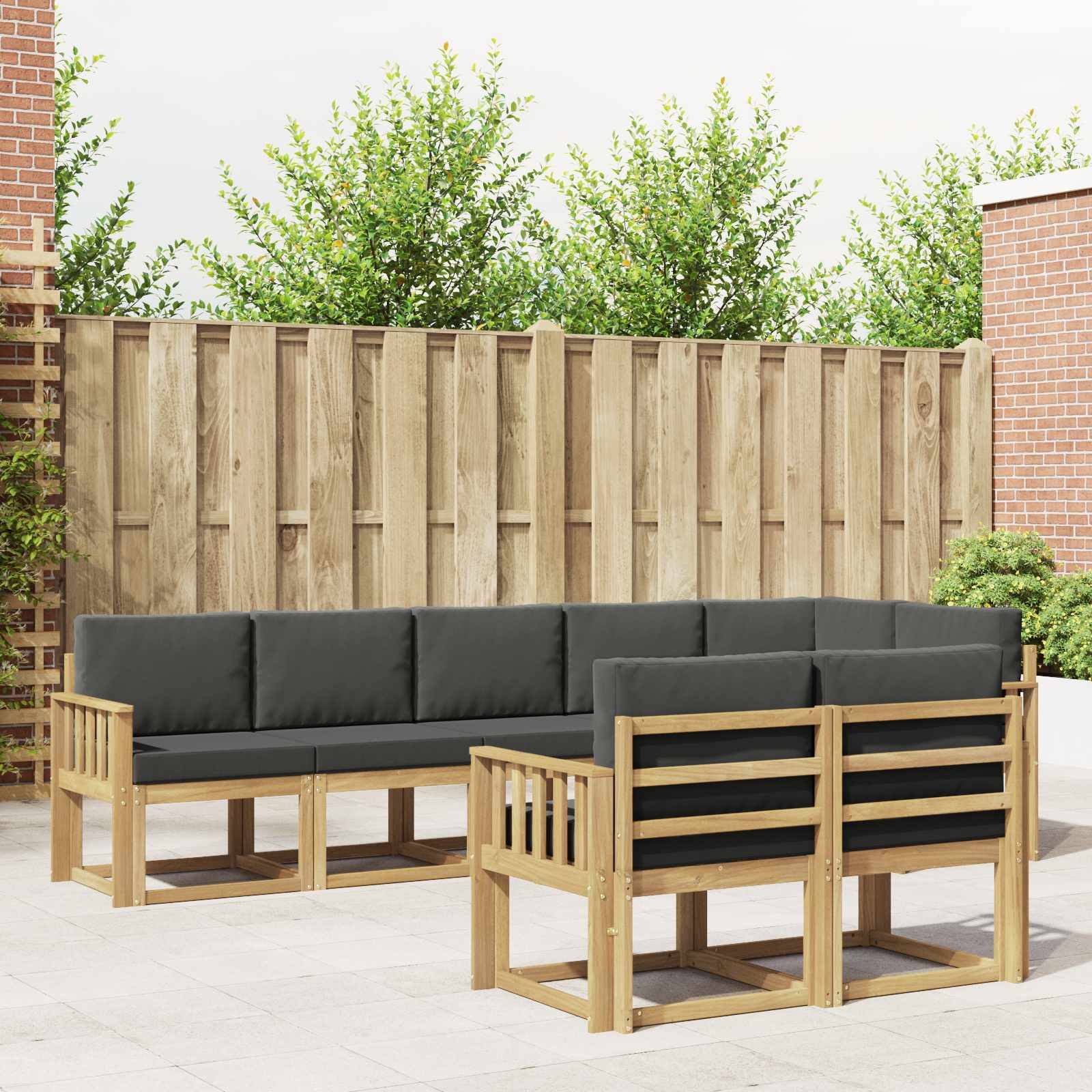 vidaXL Outdoor-Sofagarnitur 8 pcs Weiß und Anthrazit Polyester