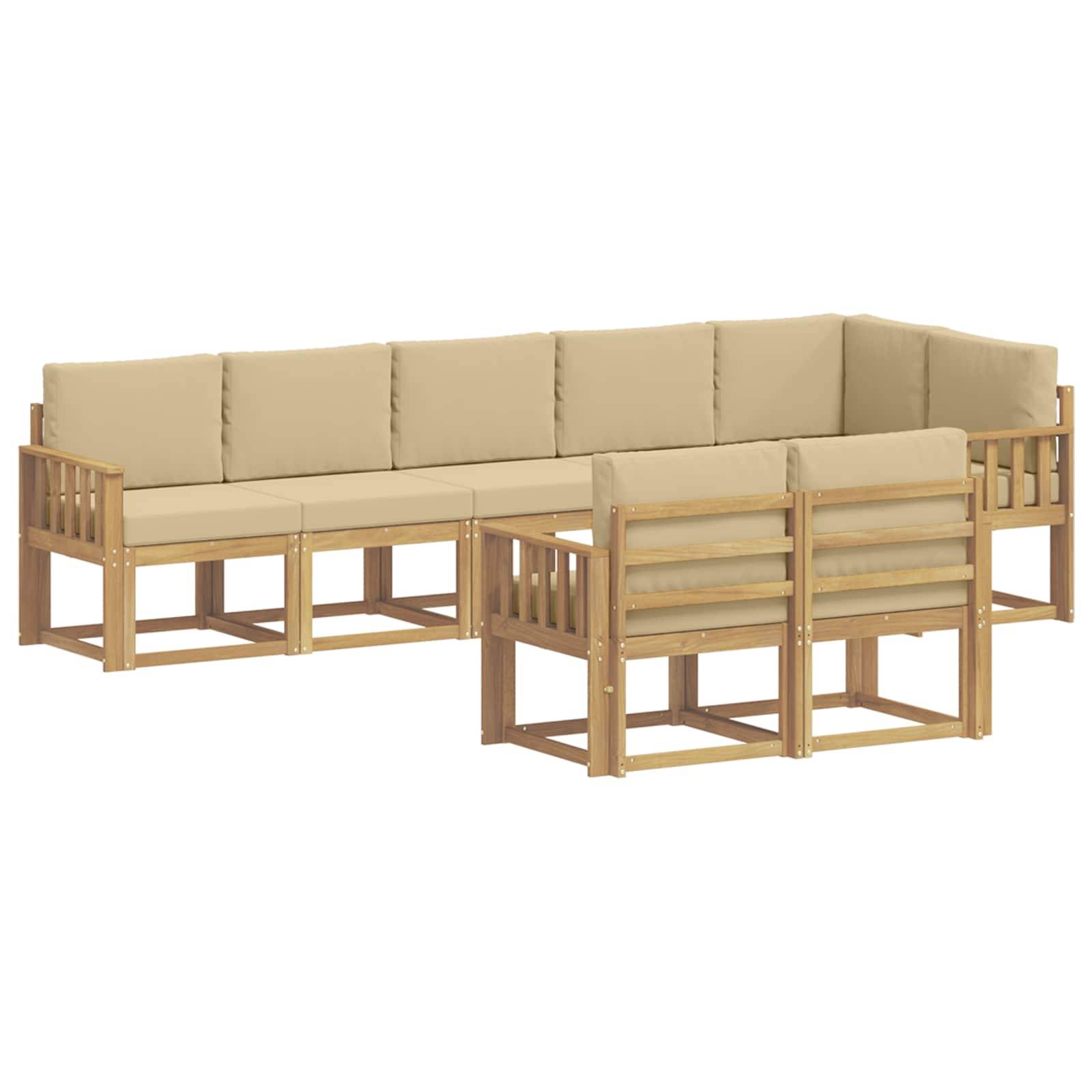 vidaXL Outdoor-Sofagarnitur mit Kissen 8 pcs Weiß und Beige Polyester