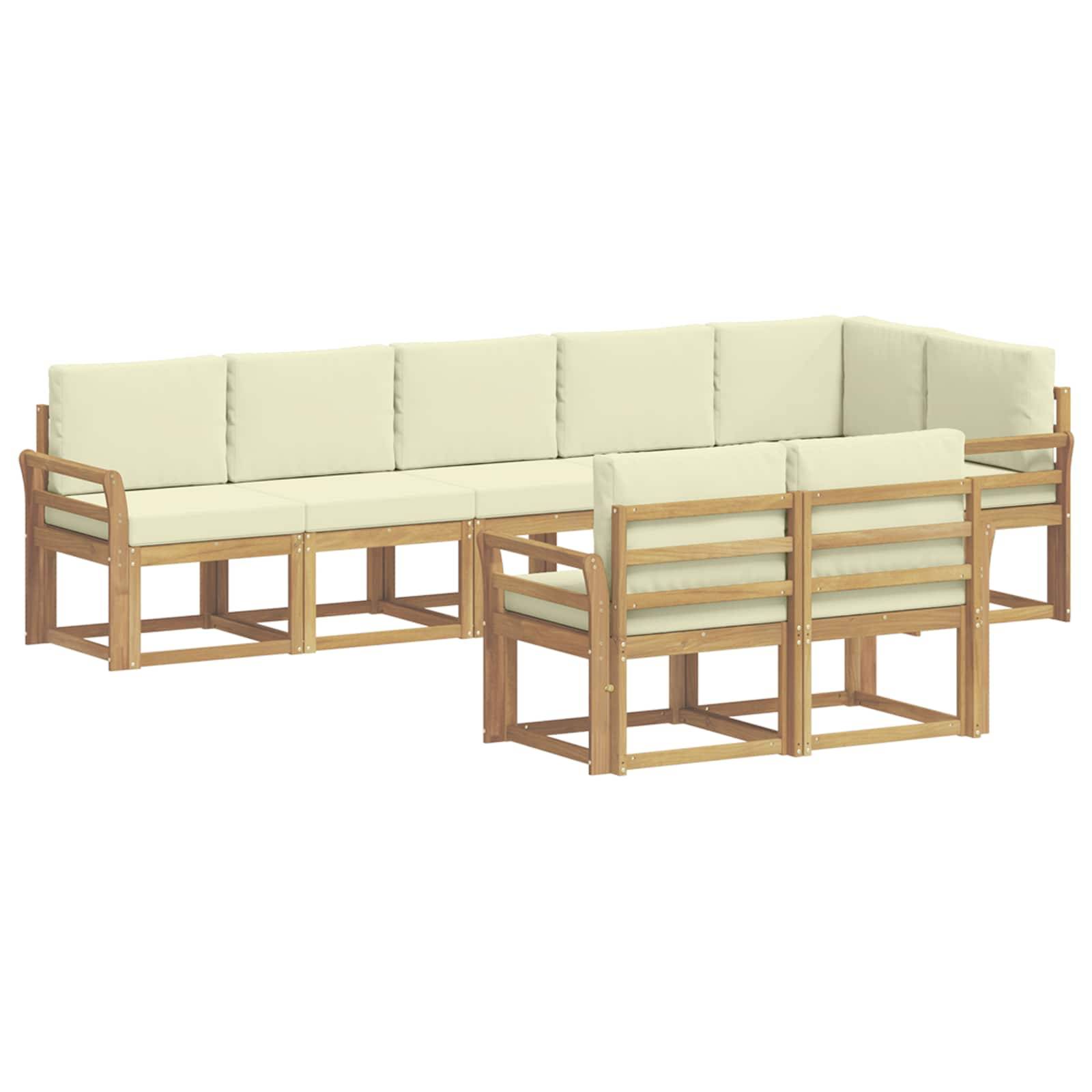vidaXL Outdoor-Sofagarnitur mit Kissen 8 pcs Weiß und Creme Polyester