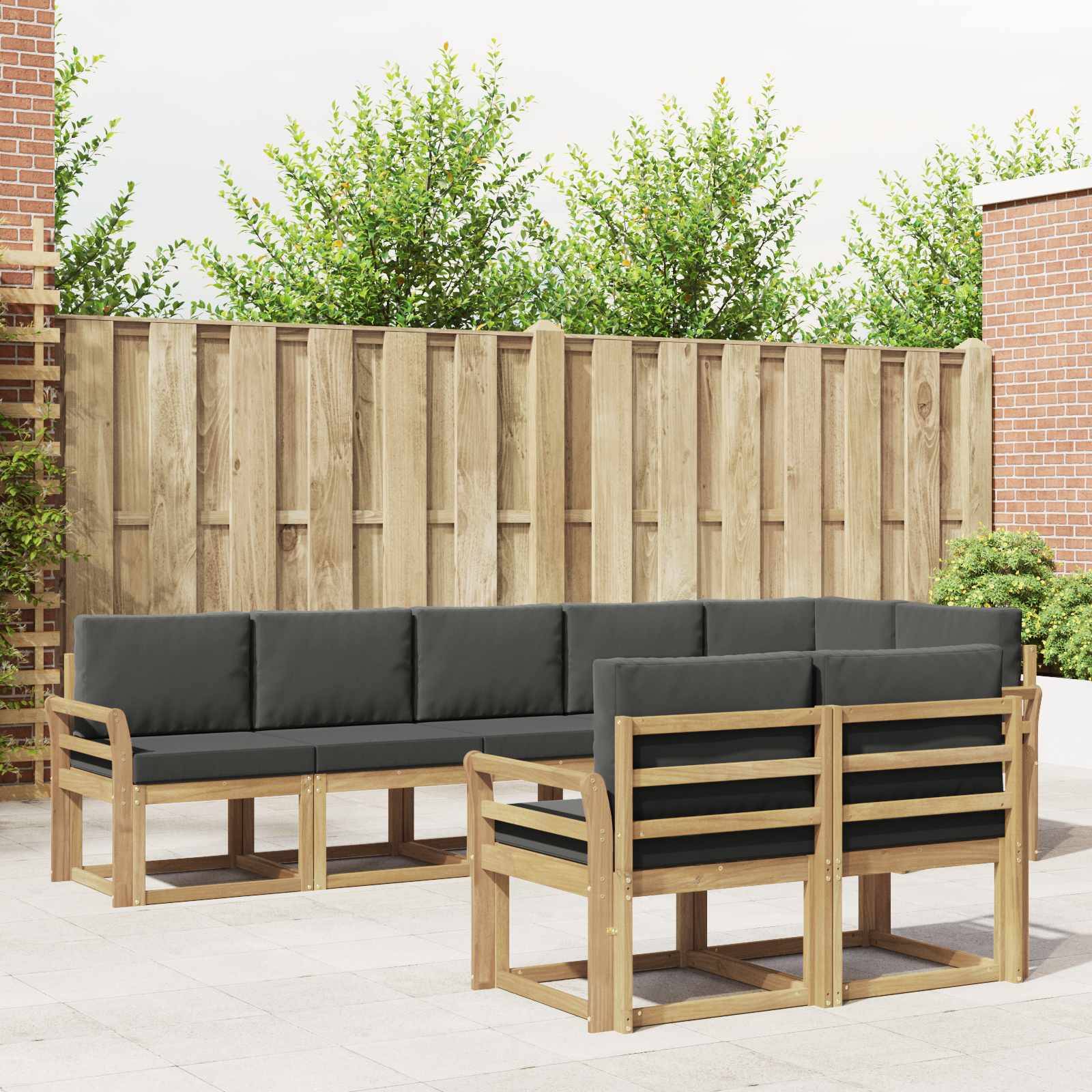 vidaXL Outdoor-Sofagarnitur 8 pcs Weiß und Anthrazit Polyester