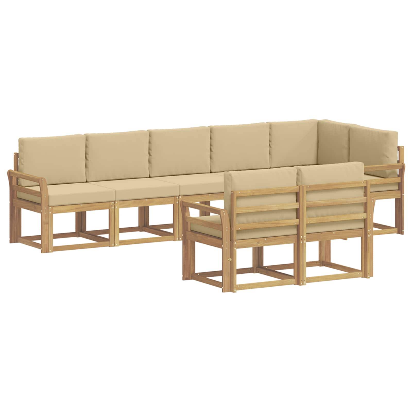 vidaXL Outdoor-Sofagarnitur mit Kissen 8 pcs Weiß und Beige Polyester