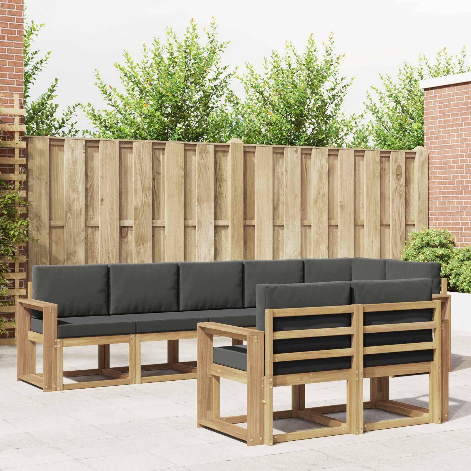 vidaXL Outdoor-Sofagarnitur 8 pcs Weiß und Anthrazit Polyester
