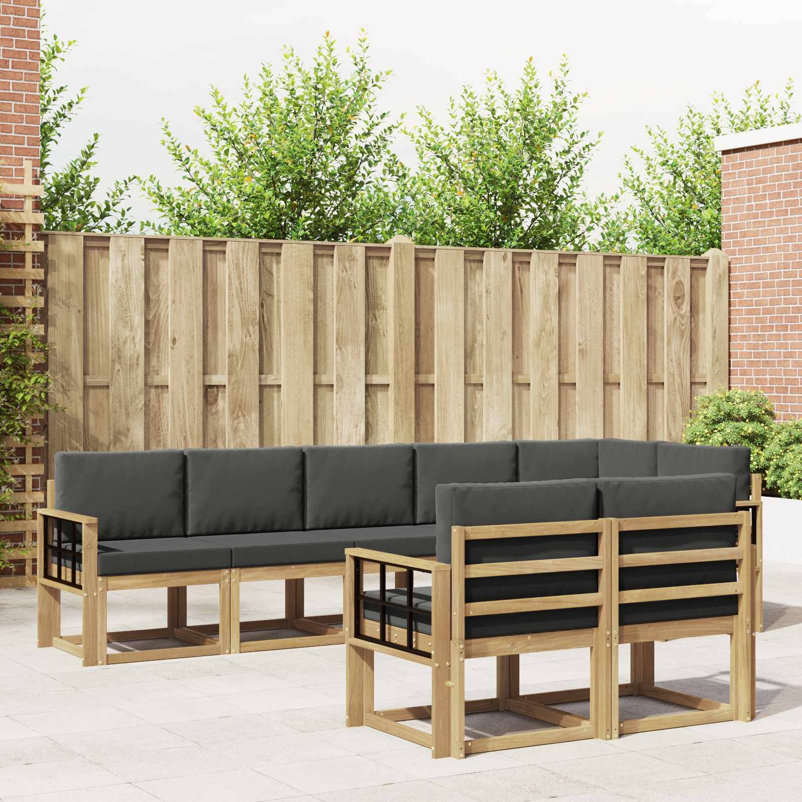 vidaXL Outdoor-Sofagarnitur 8 pcs Weiß und Anthrazit Polyester
