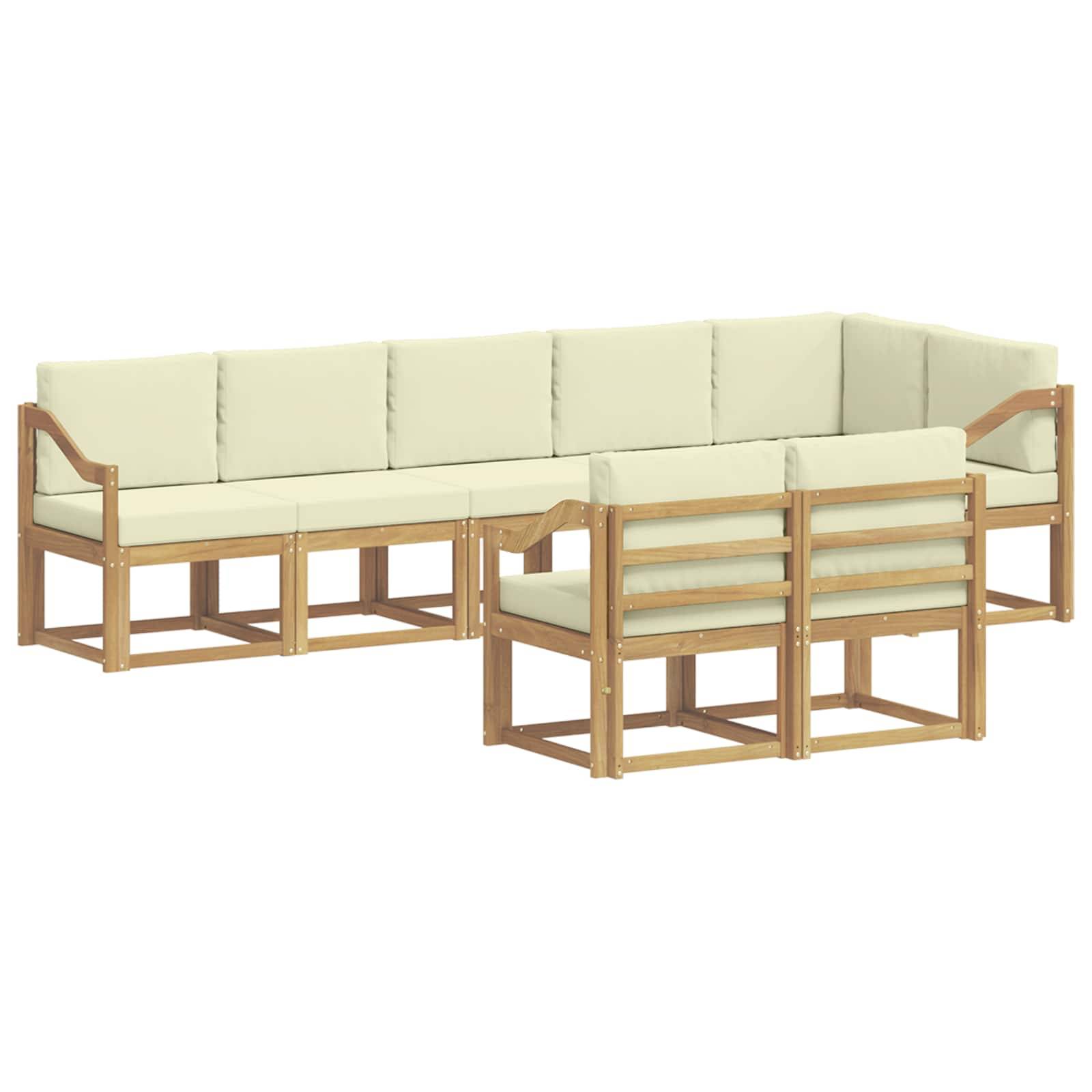 vidaXL Outdoor-Sofagarnitur mit Kissen 8 pcs Weiß und Creme Polyester