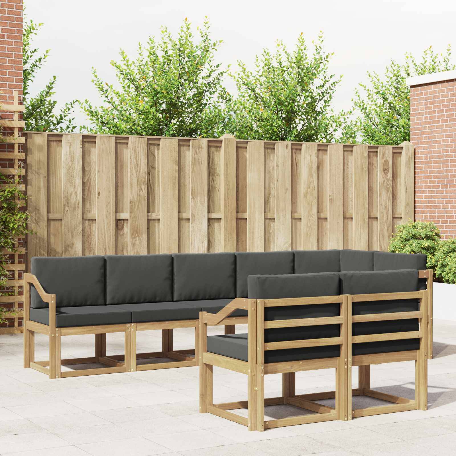 vidaXL Outdoor-Sofagarnitur 8 pcs Weiß und Anthrazit Polyester