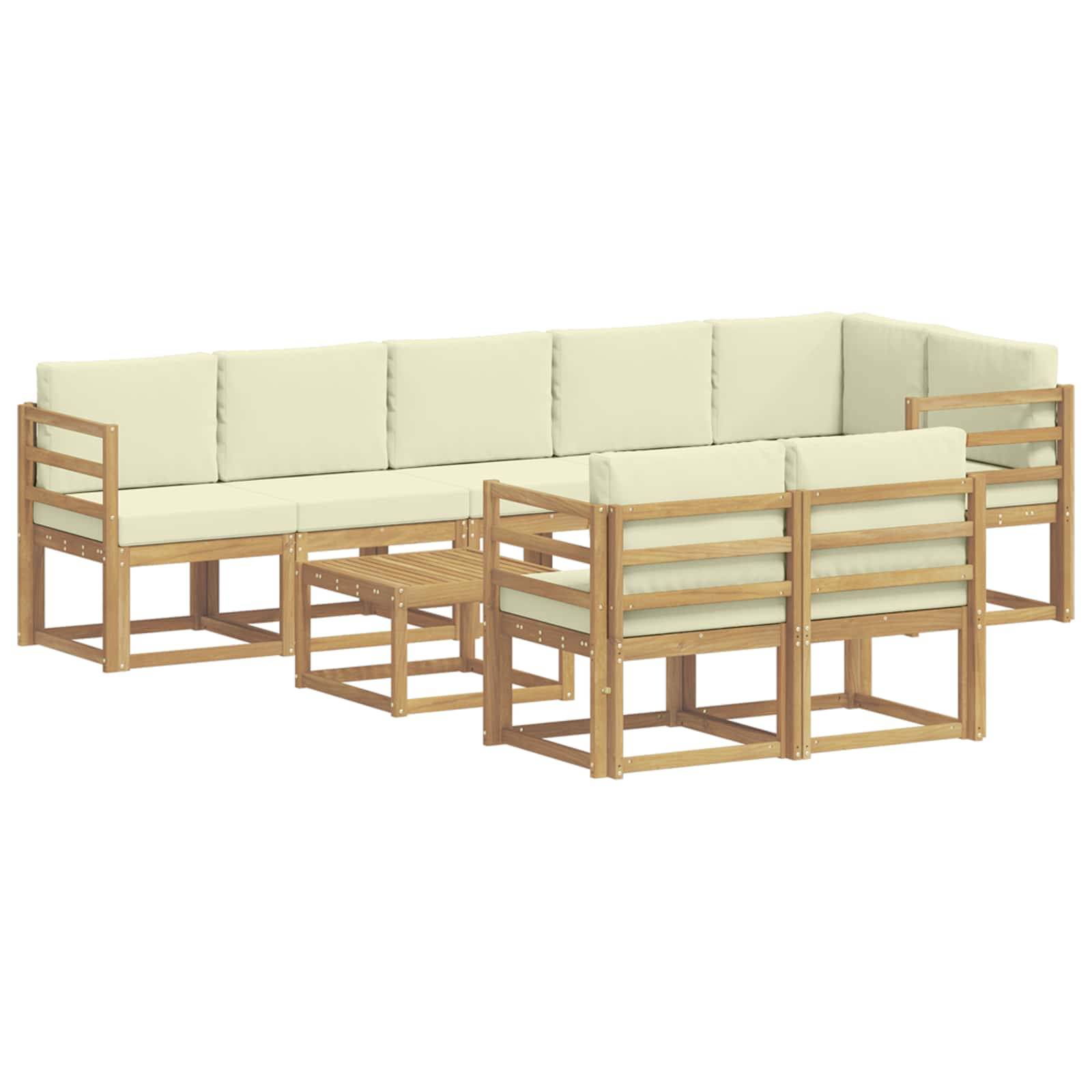 vidaXL Outdoor-Sofagarnitur mit Kissen 9 pcs Weiß und Creme Polyester
