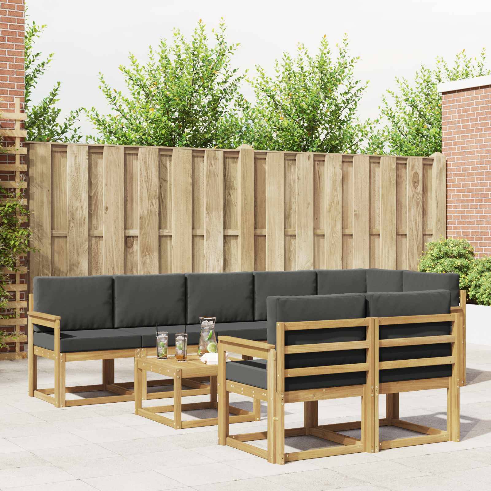 vidaXL Outdoor-Sofagarnitur 9 pcs Weiß und Anthrazit Polyester