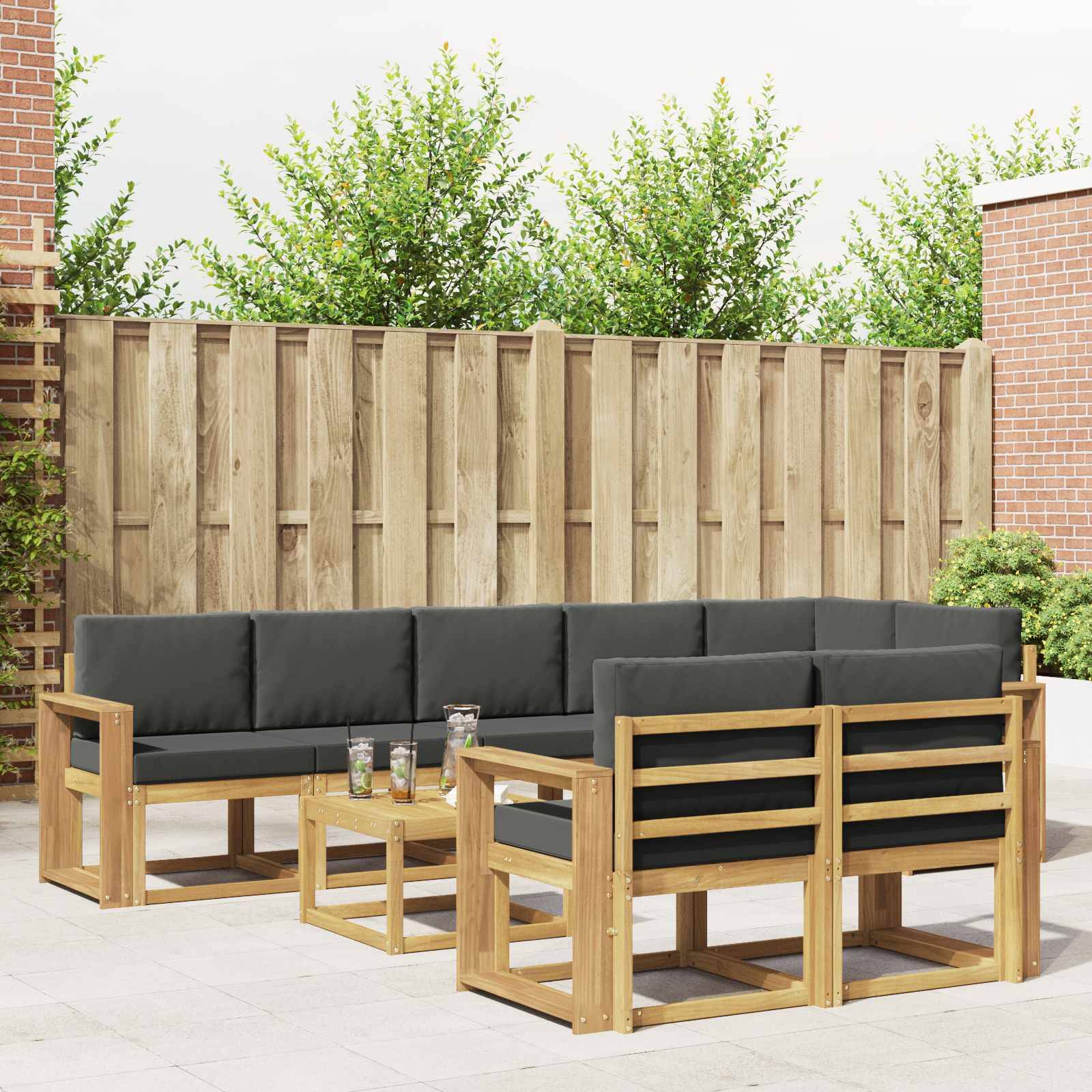 vidaXL Outdoor-Sofagarnitur 9 pcs Weiß und Anthrazit Polyester