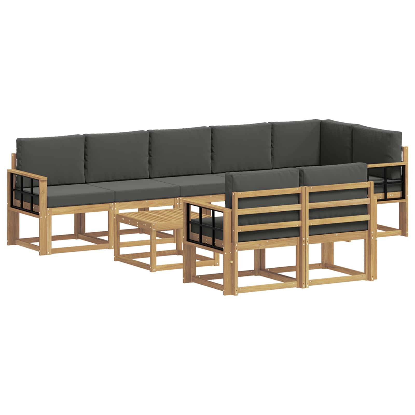 vidaXL Outdoor-Sofagarnitur 9 pcs Weiß und Anthrazit Polyester