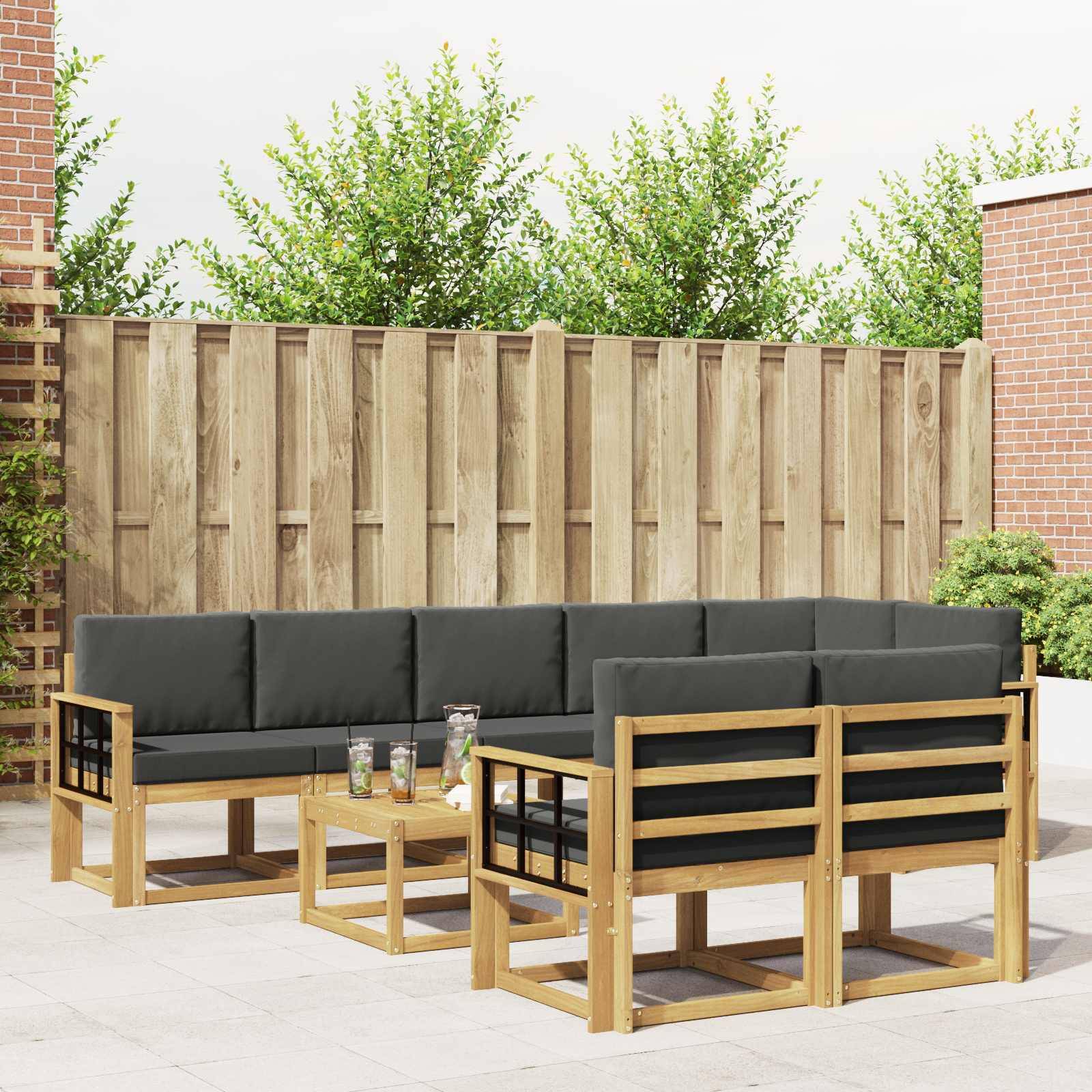 vidaXL Outdoor-Sofagarnitur 9 pcs Weiß und Anthrazit Polyester