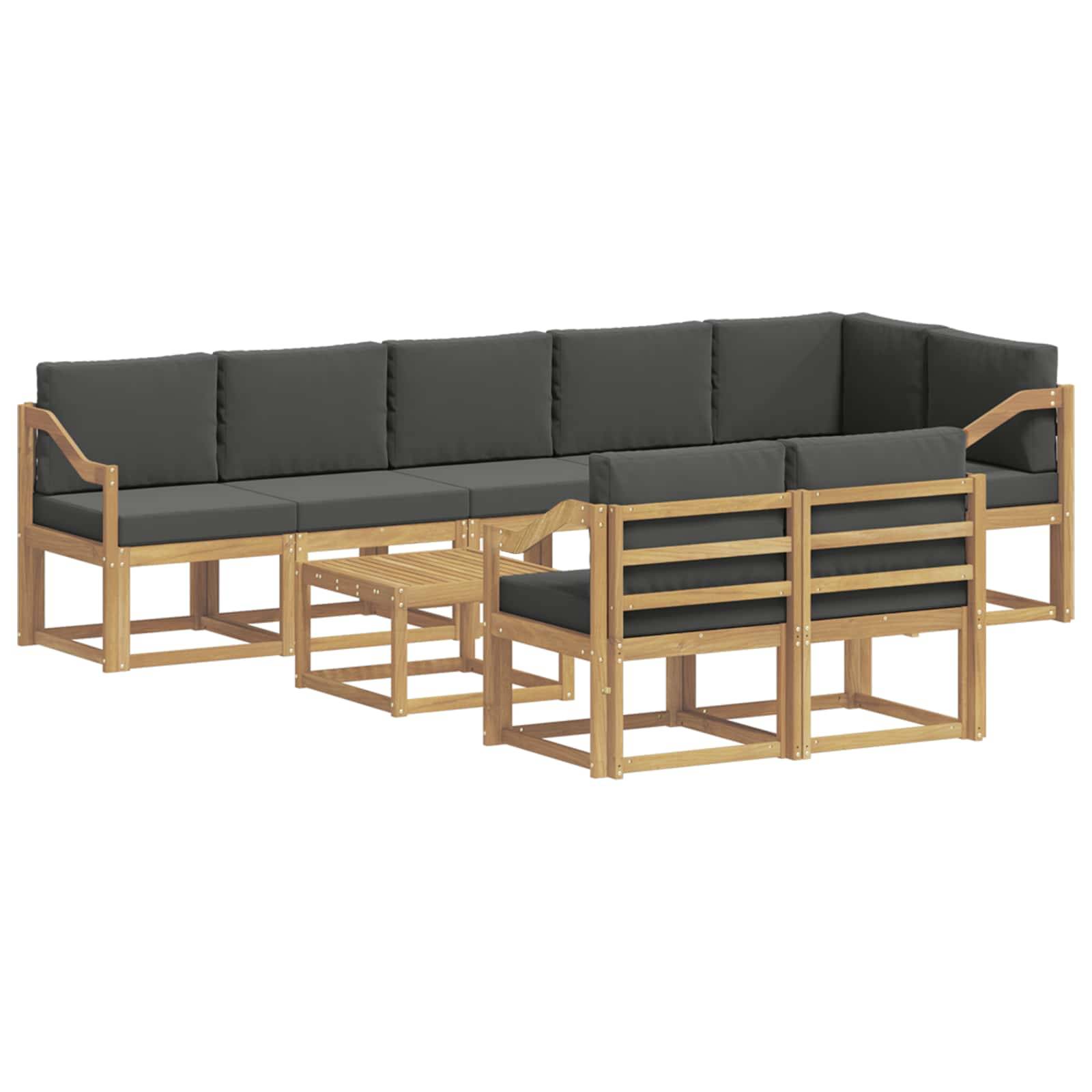 vidaXL Outdoor-Sofagarnitur 9 pcs Weiß und Anthrazit Polyester