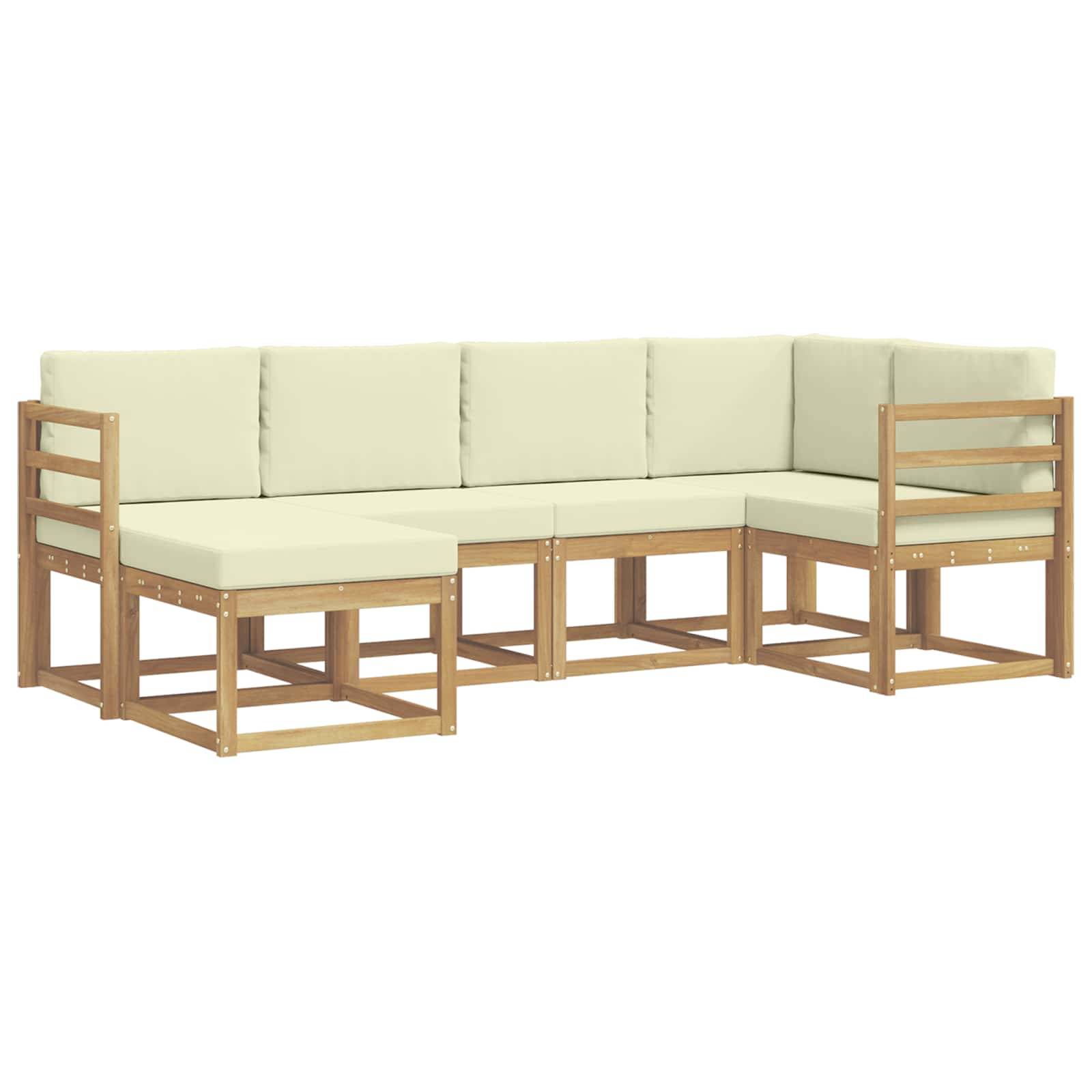 vidaXL Outdoor-Sofagarnitur mit Kissen 6 pcs Weiß und Creme Polyester