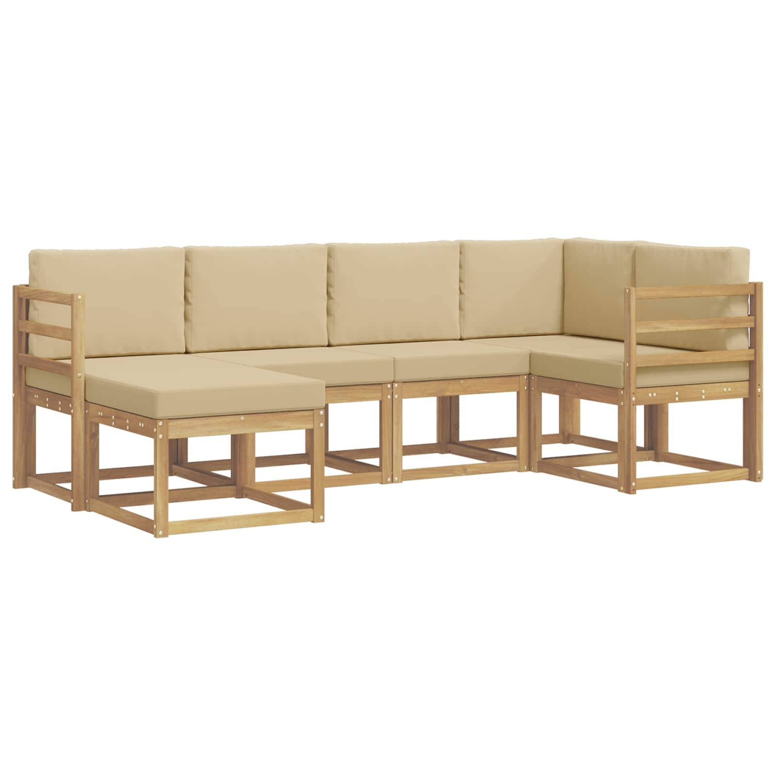 vidaXL Outdoor-Sofagarnitur mit Kissen 6 pcs Weiß und Beige Polyester