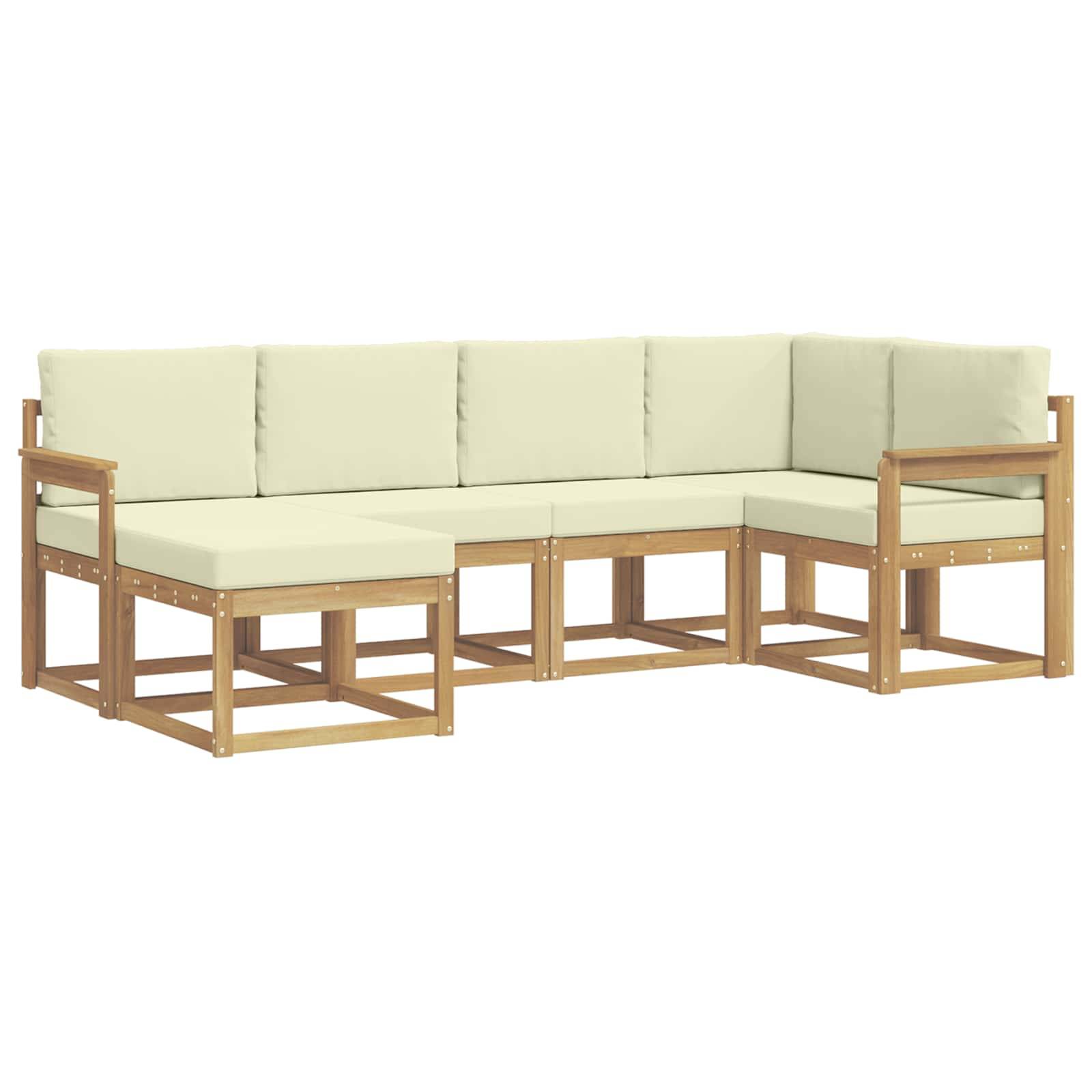 vidaXL Outdoor-Sofagarnitur mit Kissen 6 pcs Weiß und Creme Polyester