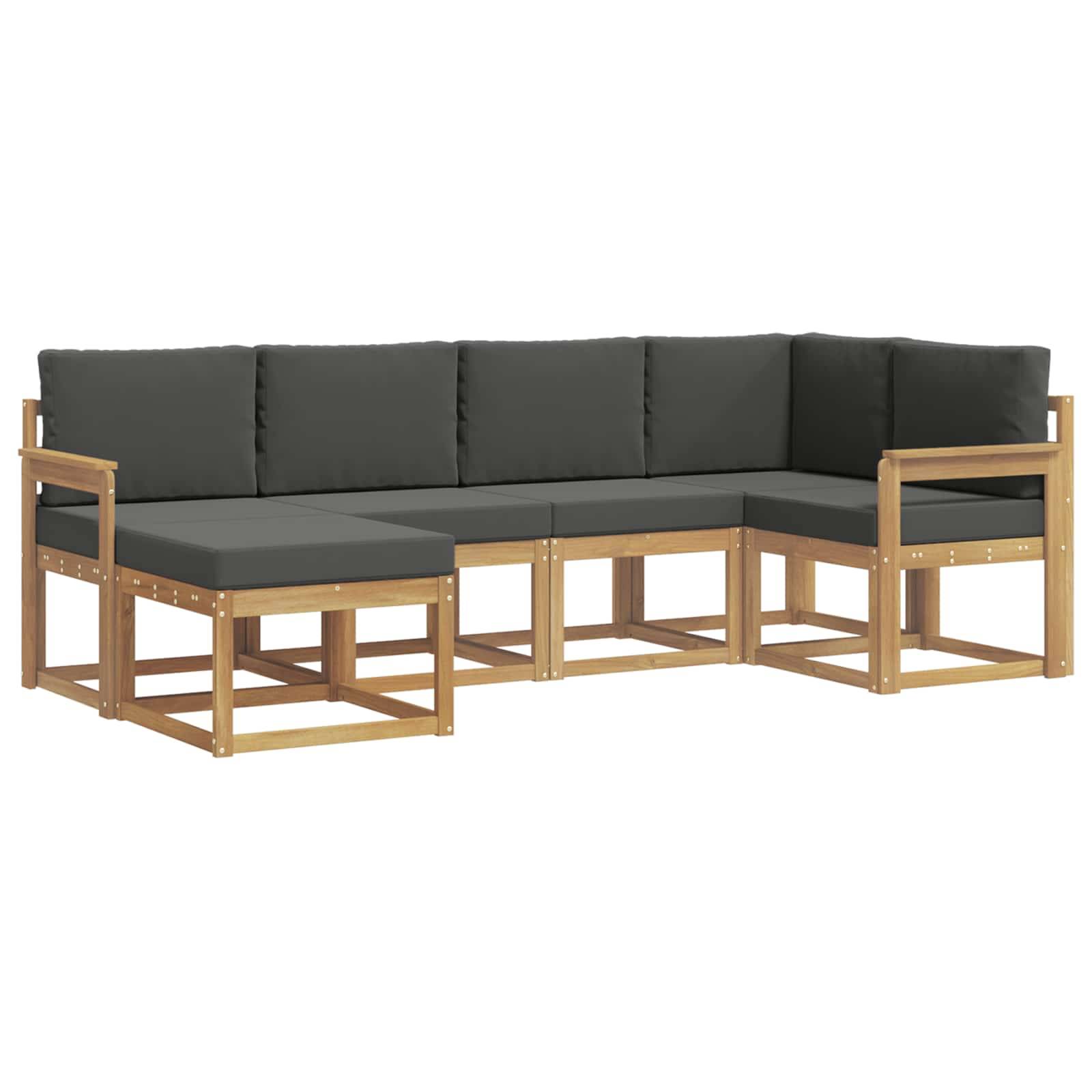 vidaXL Outdoor-Sofagarnitur 6 pcs Weiß und Anthrazit Polyester