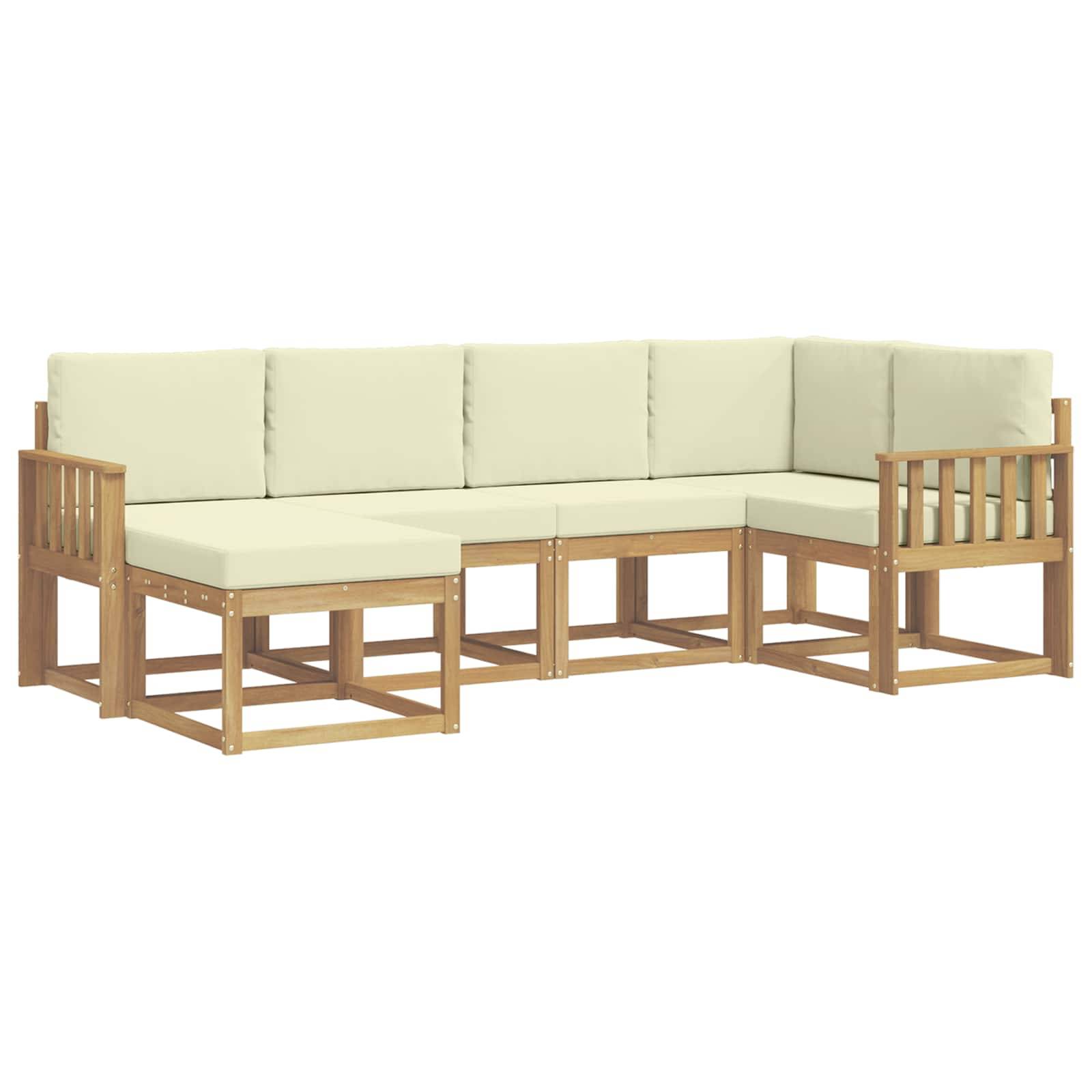 vidaXL Outdoor-Sofagarnitur mit Kissen 6 pcs Weiß und Creme Polyester