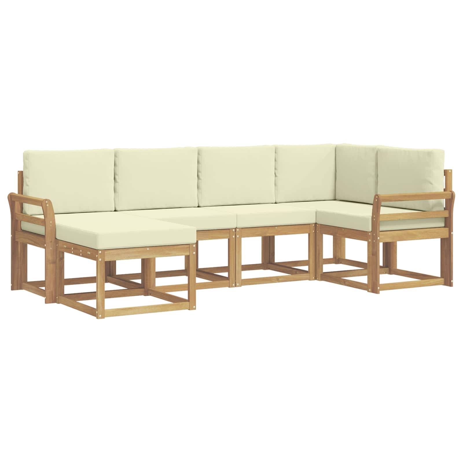 vidaXL Outdoor-Sofagarnitur mit Kissen 6 pcs Weiß und Creme Polyester
