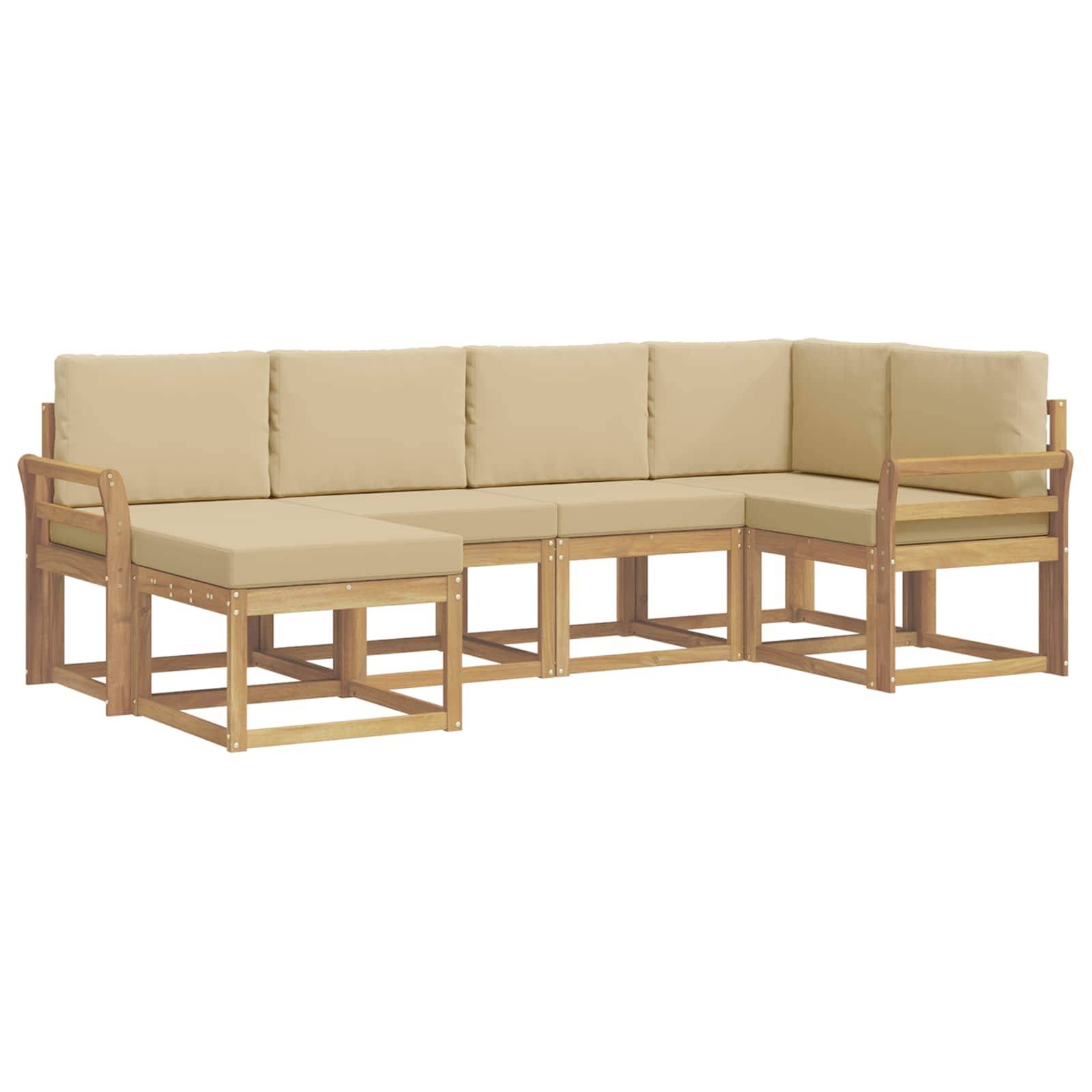 vidaXL Outdoor-Sofagarnitur mit Kissen 6 pcs Weiß und Beige Polyester