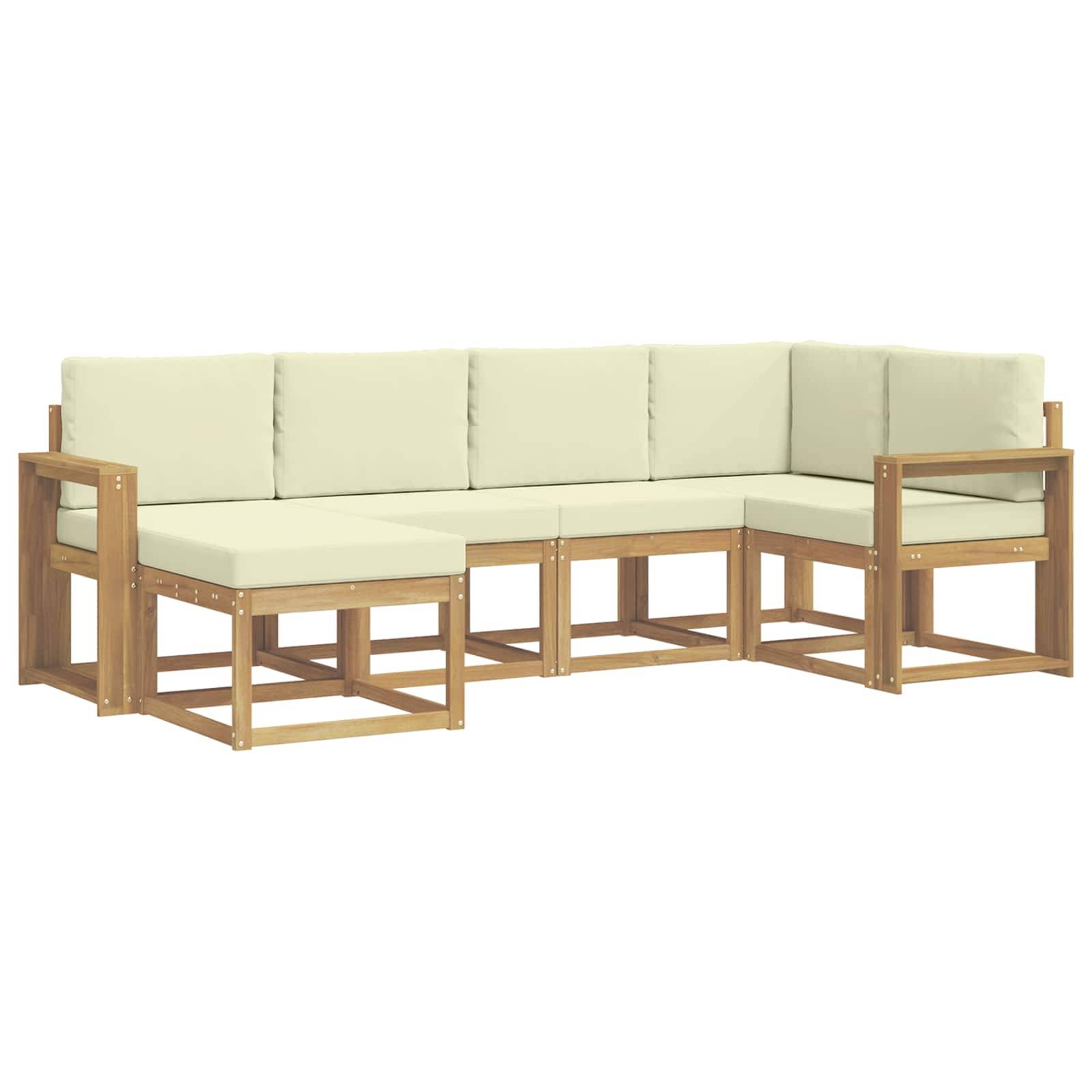 vidaXL Outdoor-Sofagarnitur mit Kissen 6 pcs Weiß und Creme Polyester