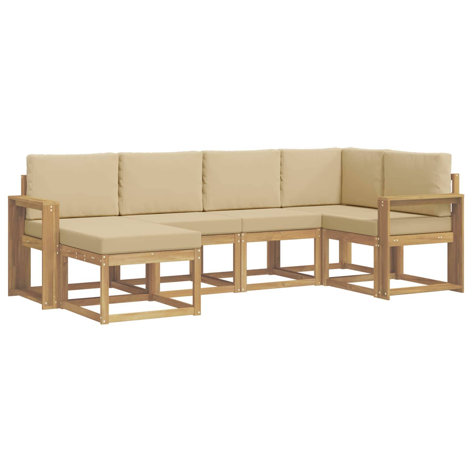 vidaXL Outdoor-Sofagarnitur mit Kissen 6 pcs Weiß und Beige Polyester